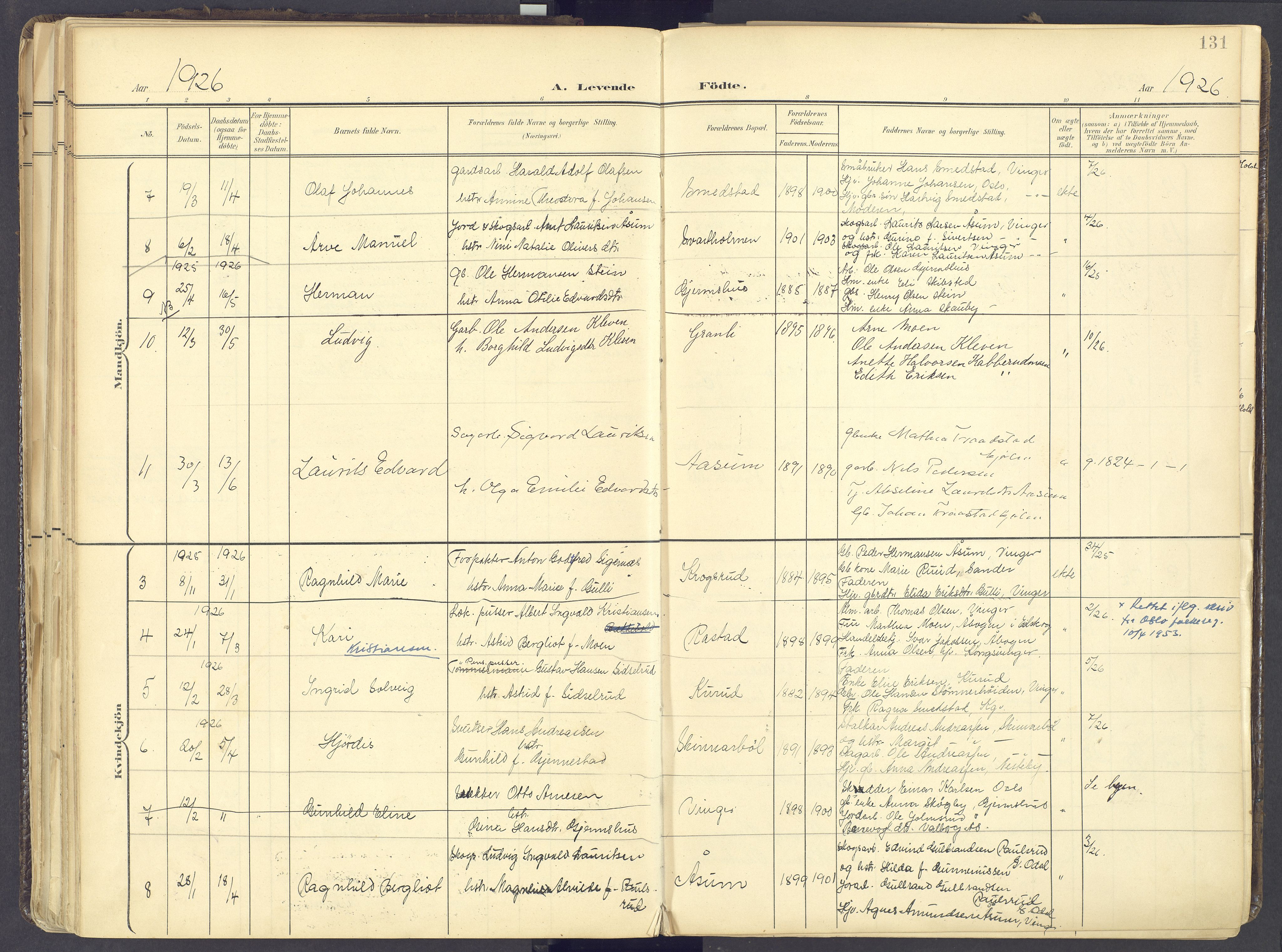 Vinger prestekontor, SAH/PREST-024/H/Ha/Haa/L0017: Parish register (official) no. 17, 1901-1927, p. 131