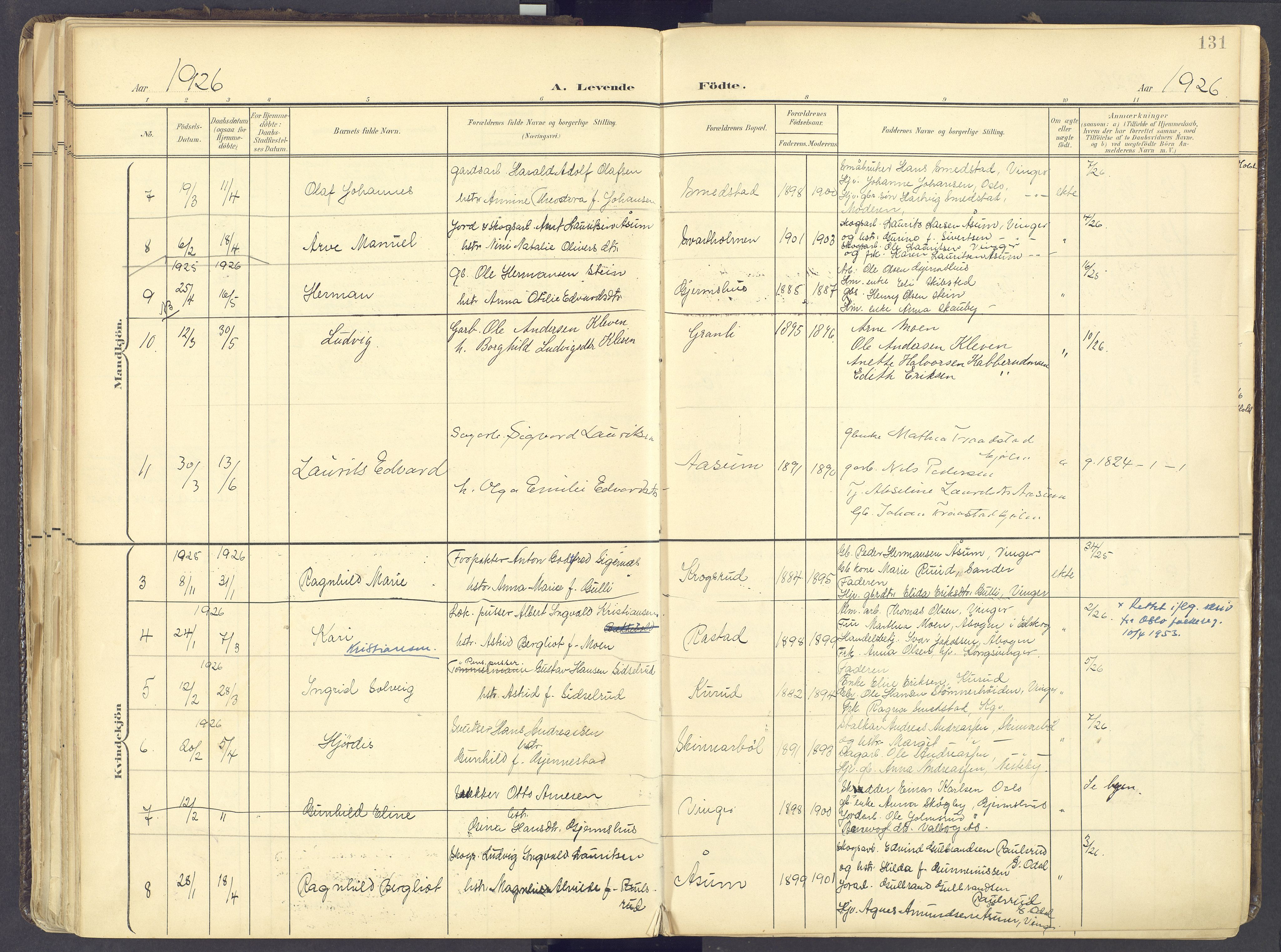 Vinger prestekontor, AV/SAH-PREST-024/H/Ha/Haa/L0017: Parish register (official) no. 17, 1901-1927, p. 131