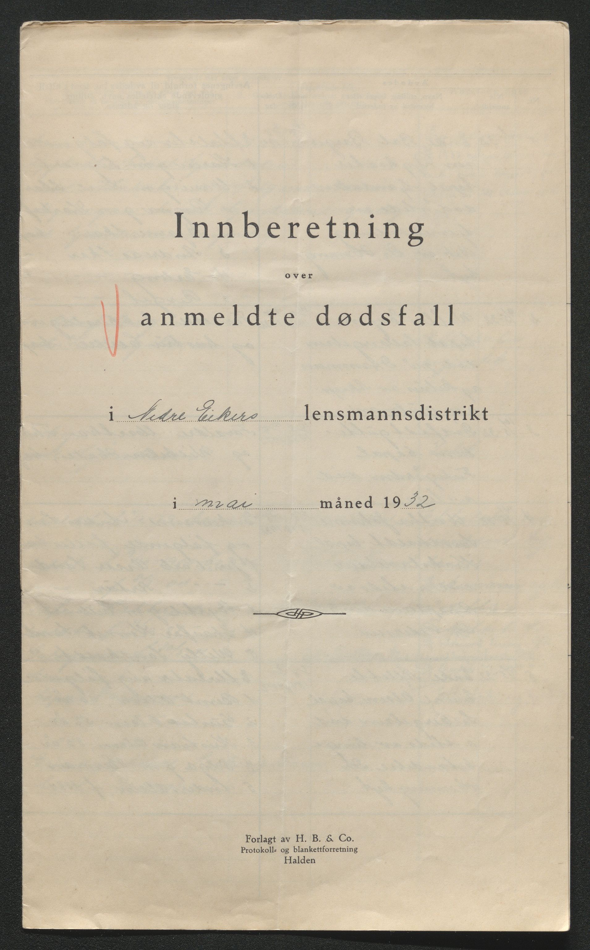 Eiker, Modum og Sigdal sorenskriveri, AV/SAKO-A-123/H/Ha/Hab/L0047: Dødsfallsmeldinger, 1932, p. 289