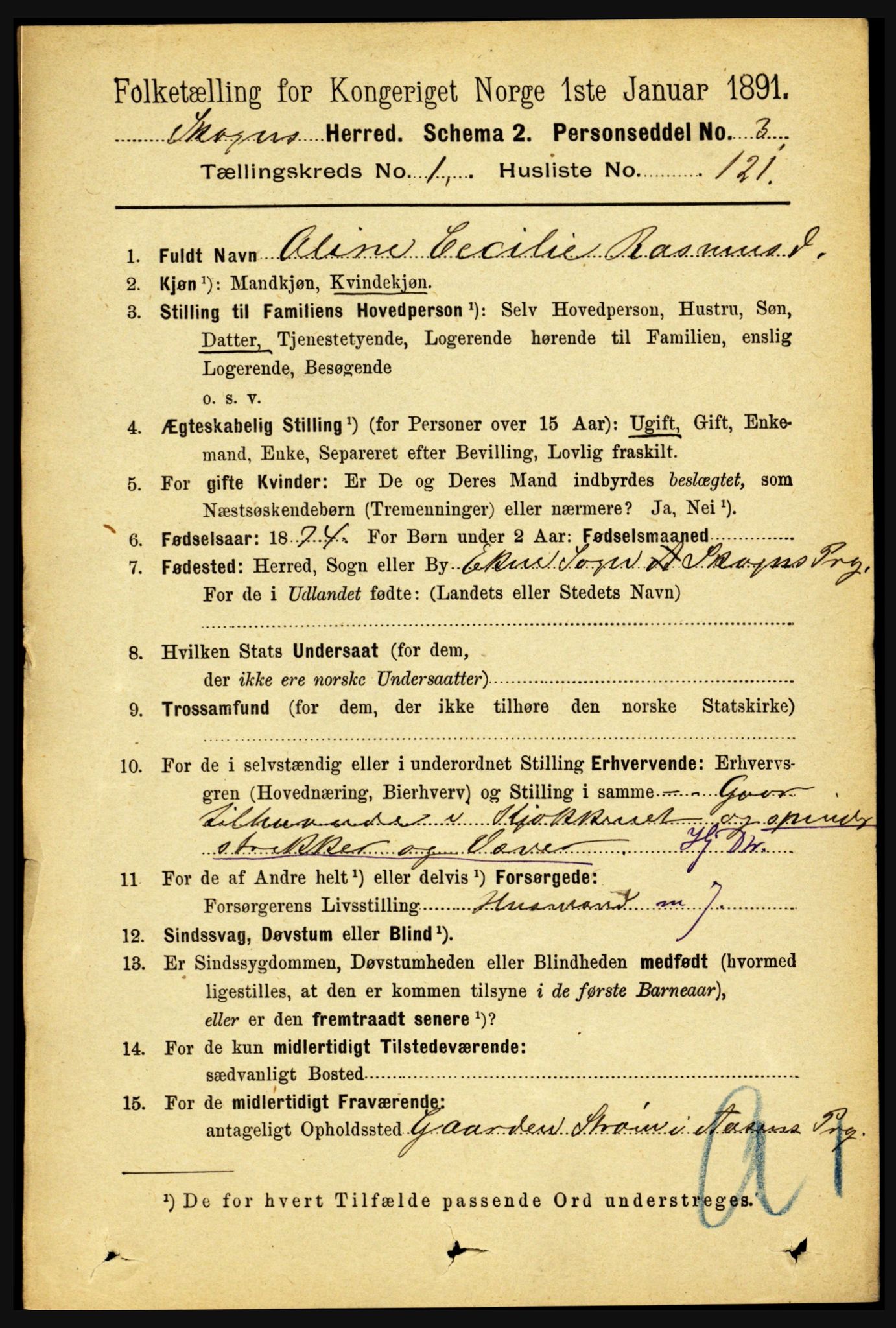 RA, 1891 census for 1719 Skogn, 1891, p. 863