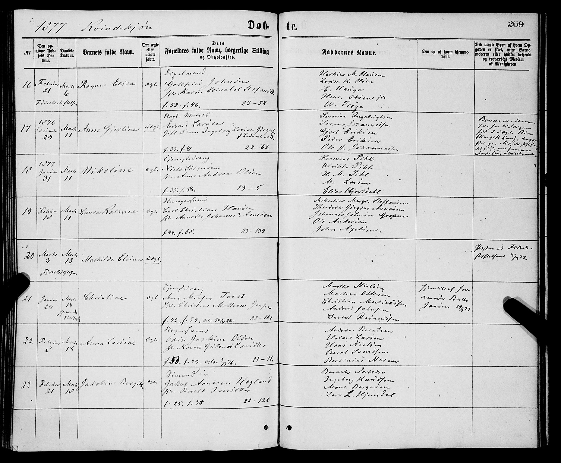 Korskirken sokneprestembete, SAB/A-76101/H/Haa/L0020: Parish register (official) no. B 6, 1871-1878, p. 269