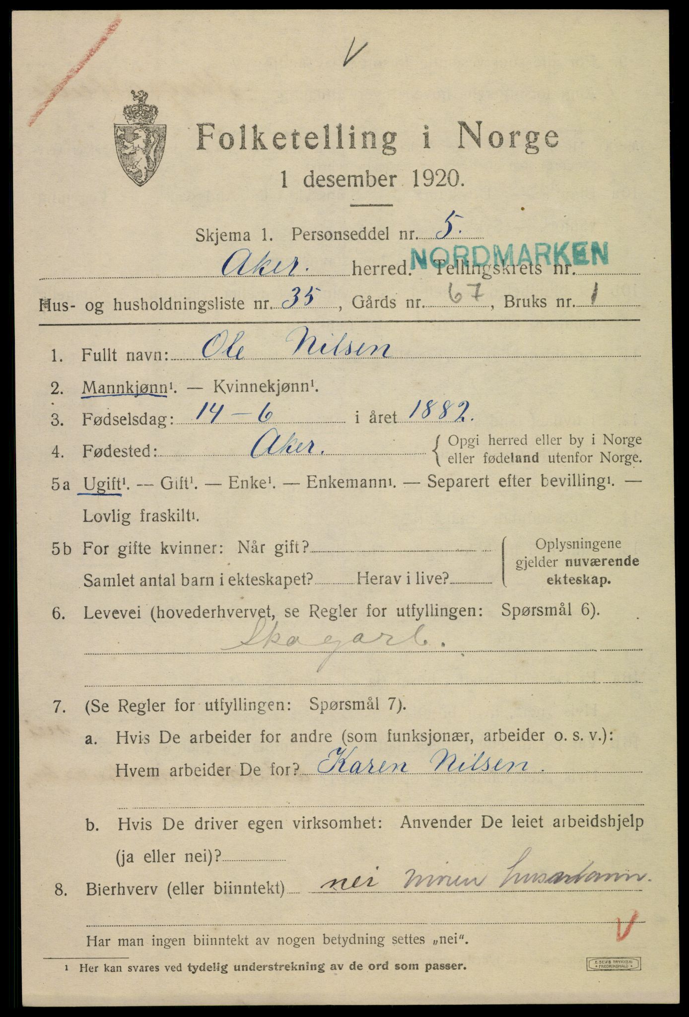 SAO, 1920 census for Aker, 1920, p. 55920