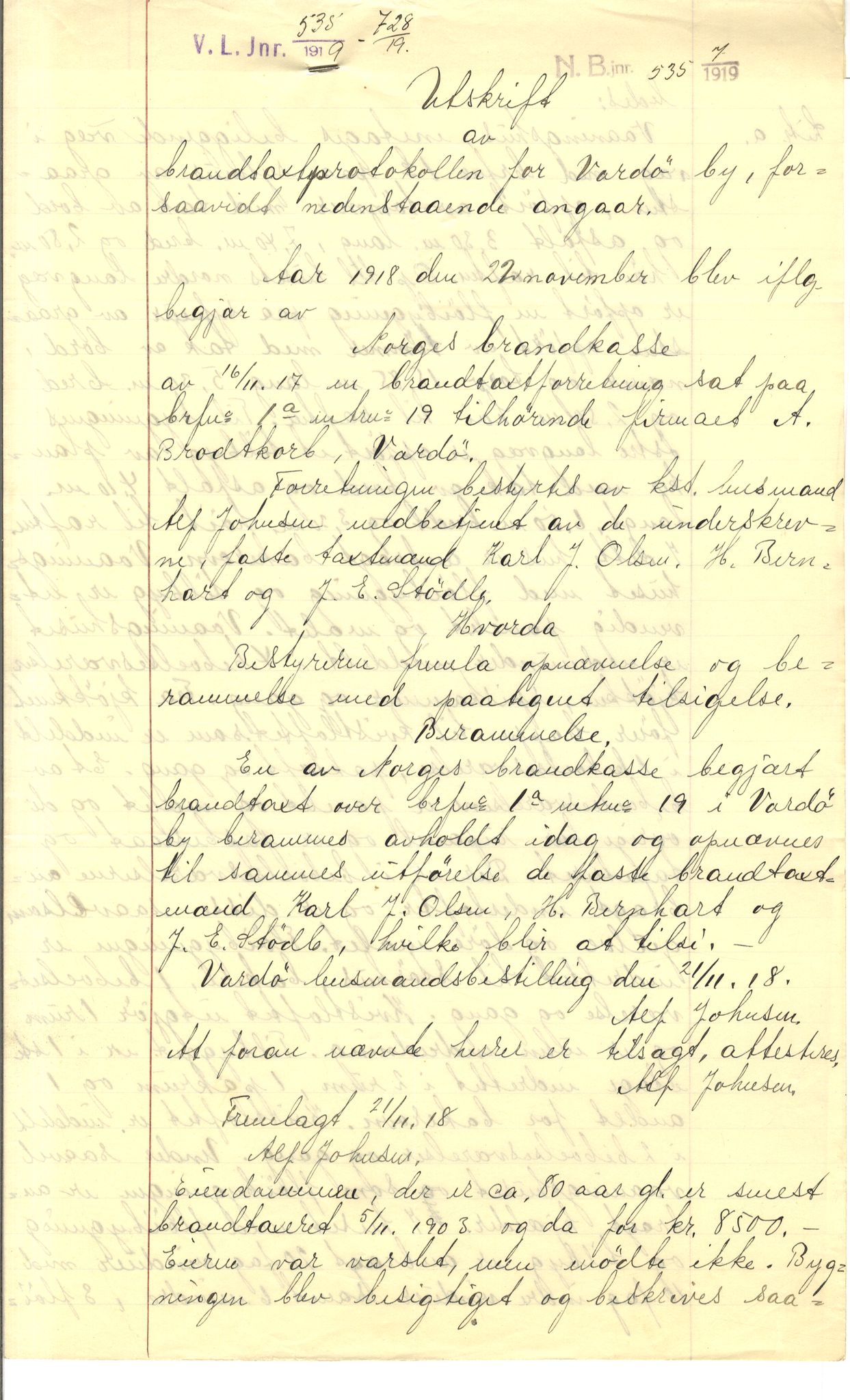 Brodtkorb handel A/S, VAMU/A-0001/Q/Qb/L0002: Skjøter og grunnbrev i Vardø by, 1852-1949, p. 88