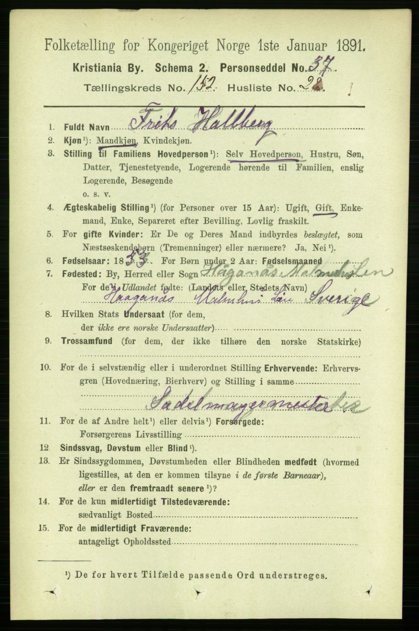 RA, 1891 census for 0301 Kristiania, 1891, p. 86158