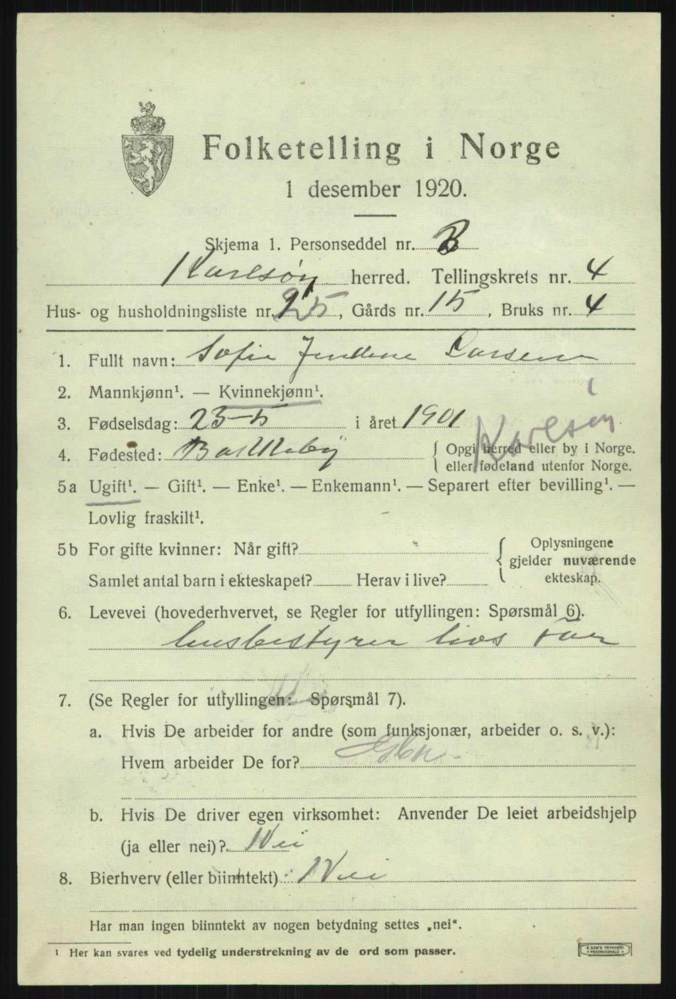 SATØ, 1920 census for Karlsøy, 1920, p. 2025