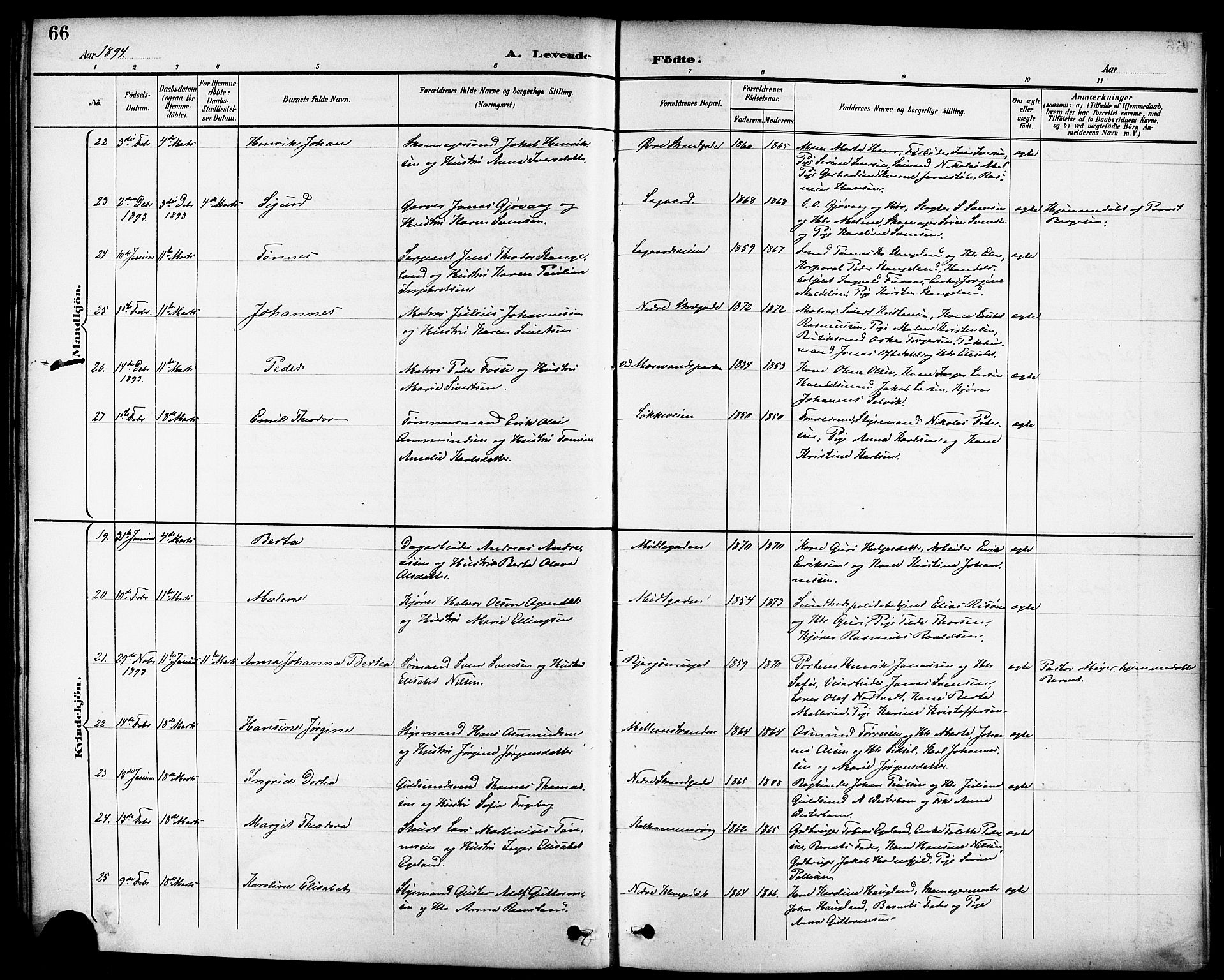 Domkirken sokneprestkontor, AV/SAST-A-101812/001/30/30BB/L0016: Parish register (copy) no. B 16, 1891-1902, p. 66