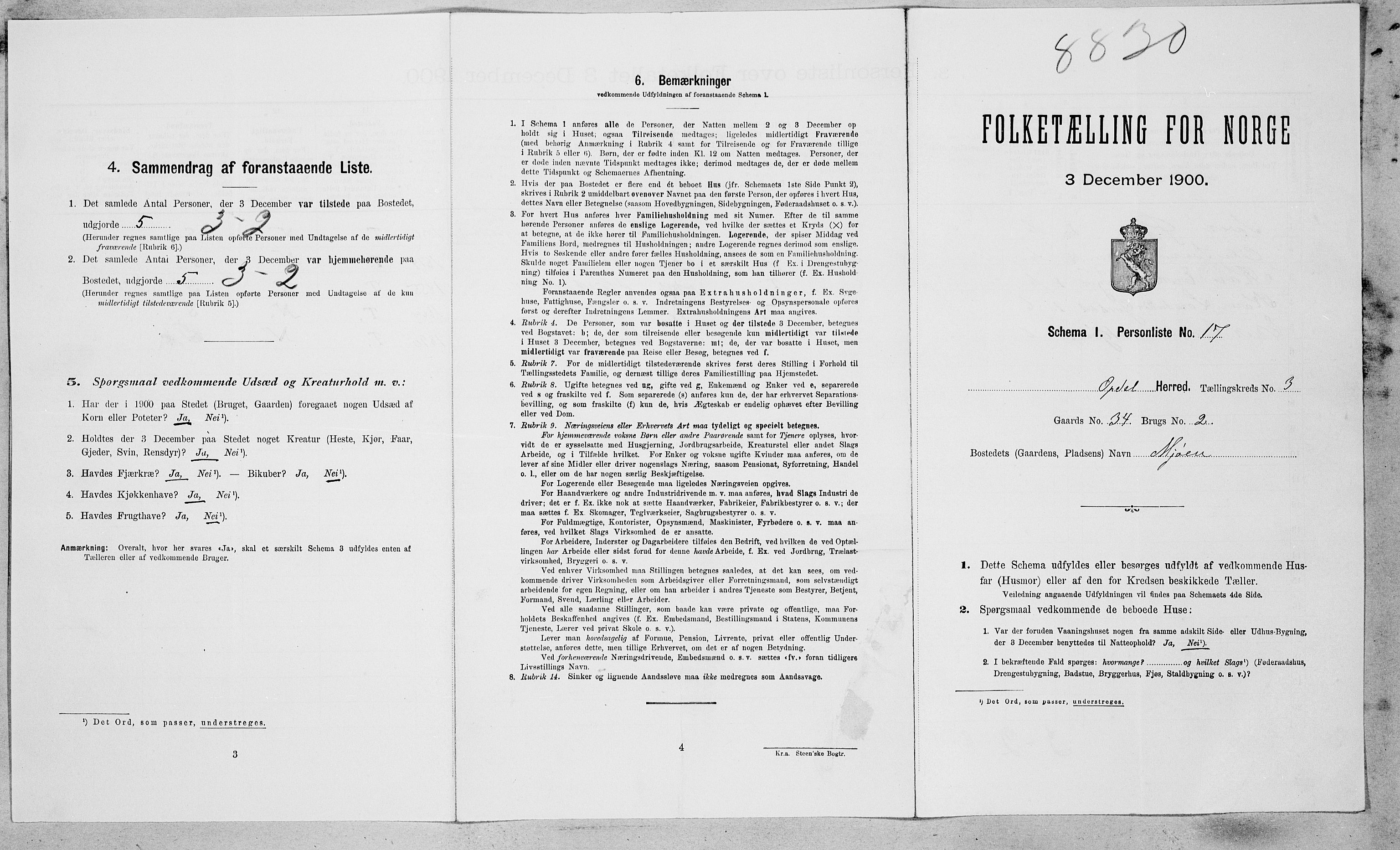 SAT, 1900 census for Oppdal, 1900, p. 330