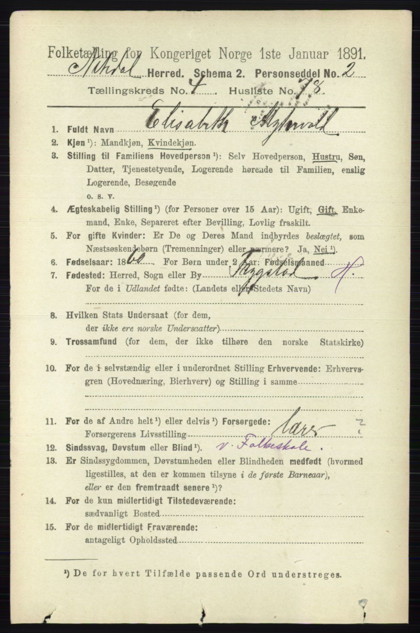 RA, 1891 census for 0233 Nittedal, 1891, p. 2114