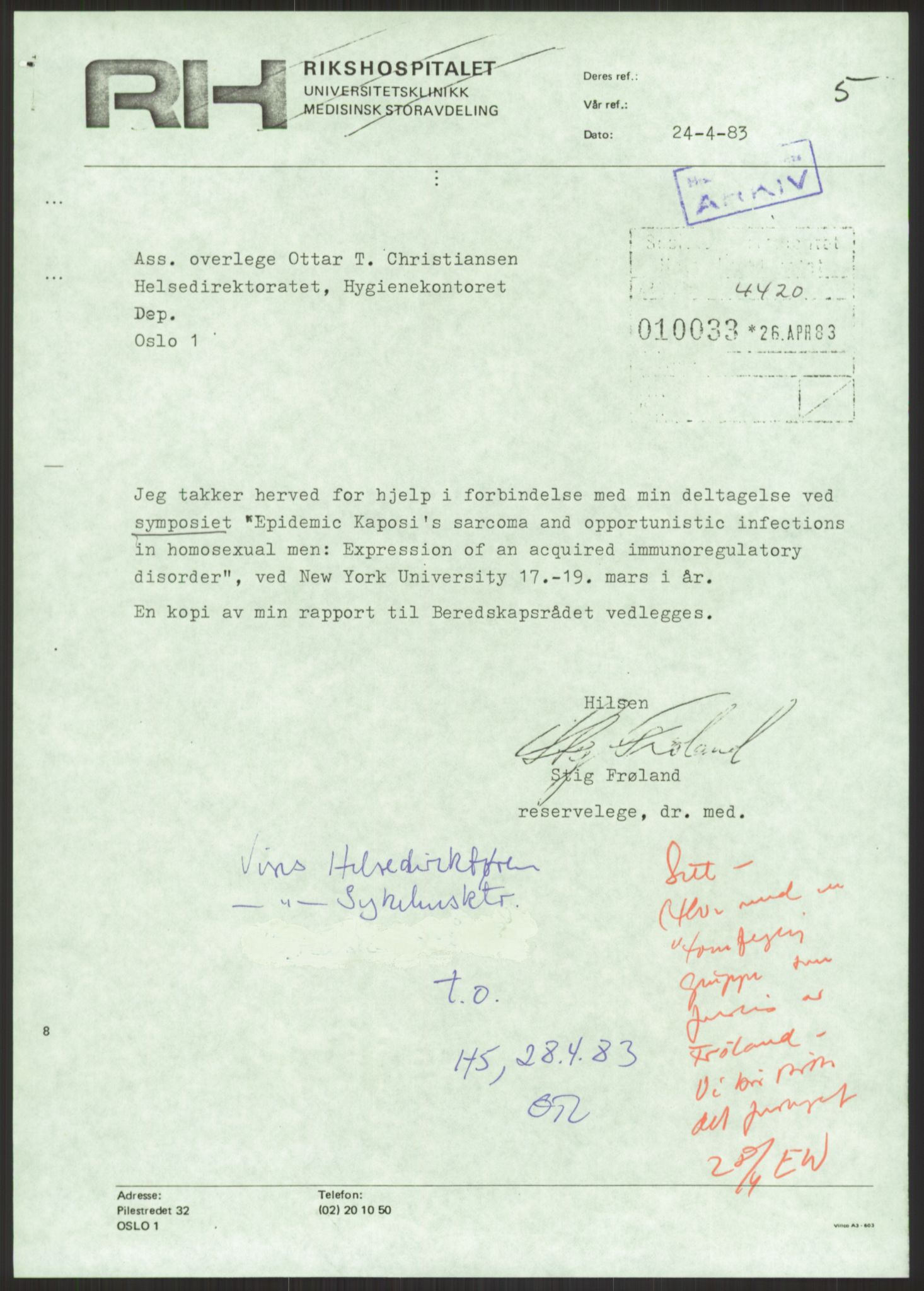 Sosialdepartementet, Helsedirektoratet, Hygienekontoret, H5, RA/S-1287/2/D/Dc/L0151/0001: -- / Aids, 1983, p. 35