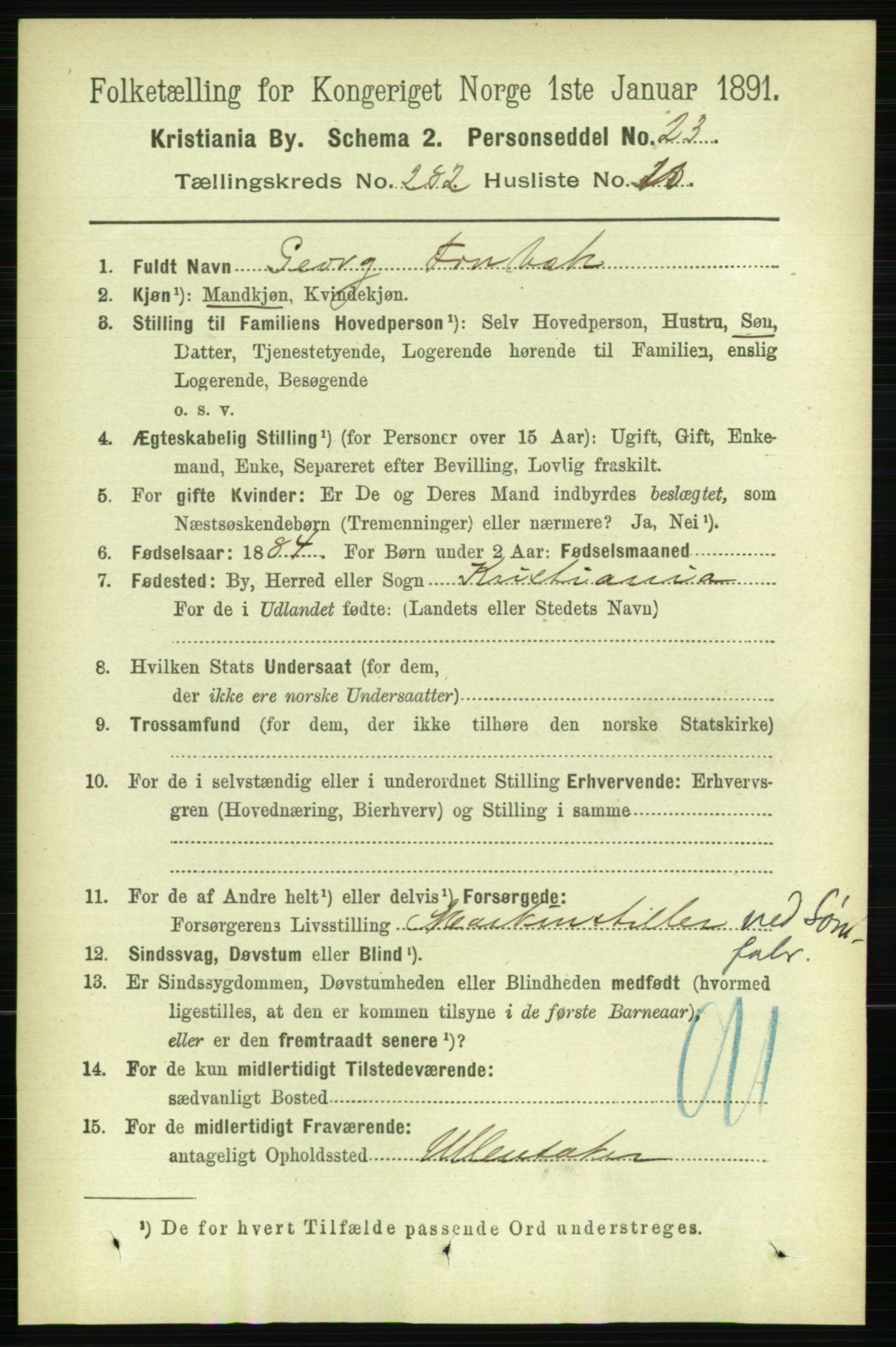 RA, 1891 census for 0301 Kristiania, 1891, p. 171905