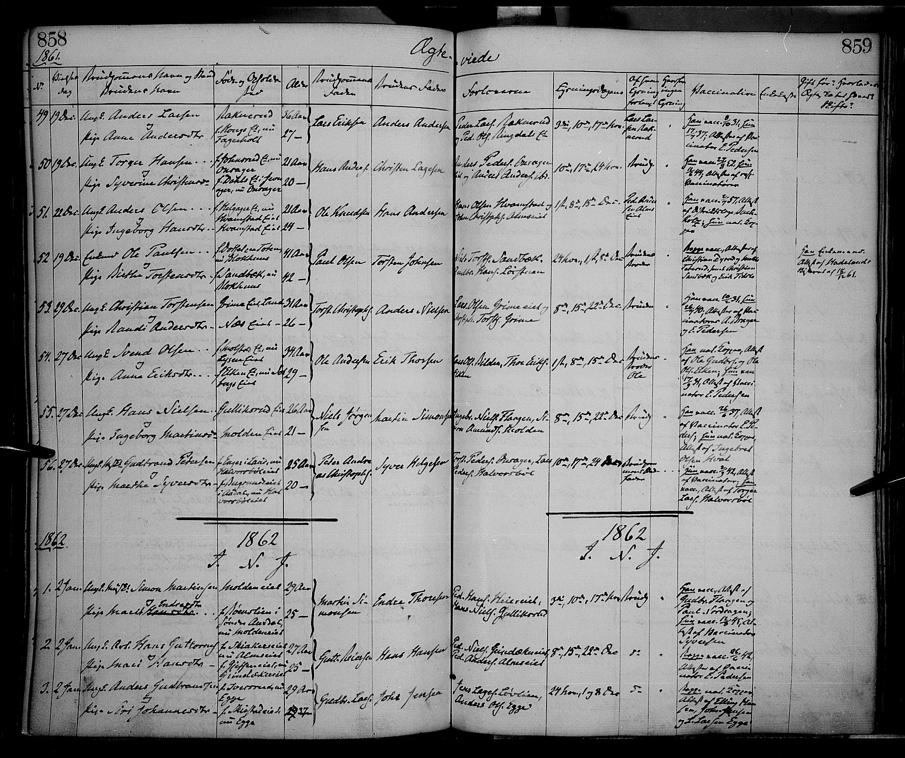 Gran prestekontor, SAH/PREST-112/H/Ha/Haa/L0012: Parish register (official) no. 12, 1856-1874, p. 858-859