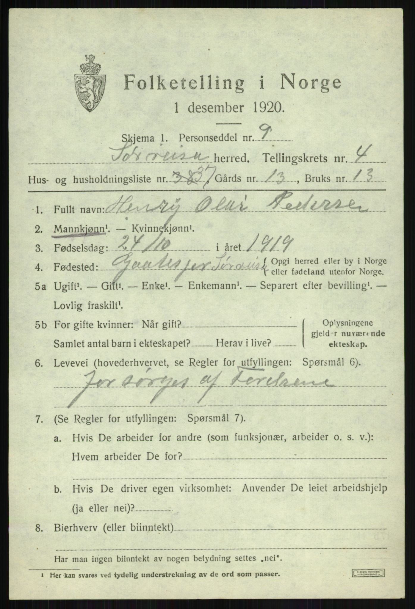 SATØ, 1920 census for Sørreisa, 1920, p. 2272