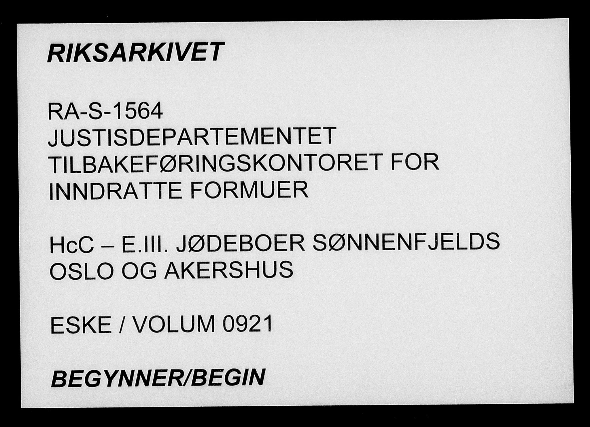 Justisdepartementet, Tilbakeføringskontoret for inndratte formuer, AV/RA-S-1564/H/Hc/Hcc/L0921: --, 1945-1947, p. 1