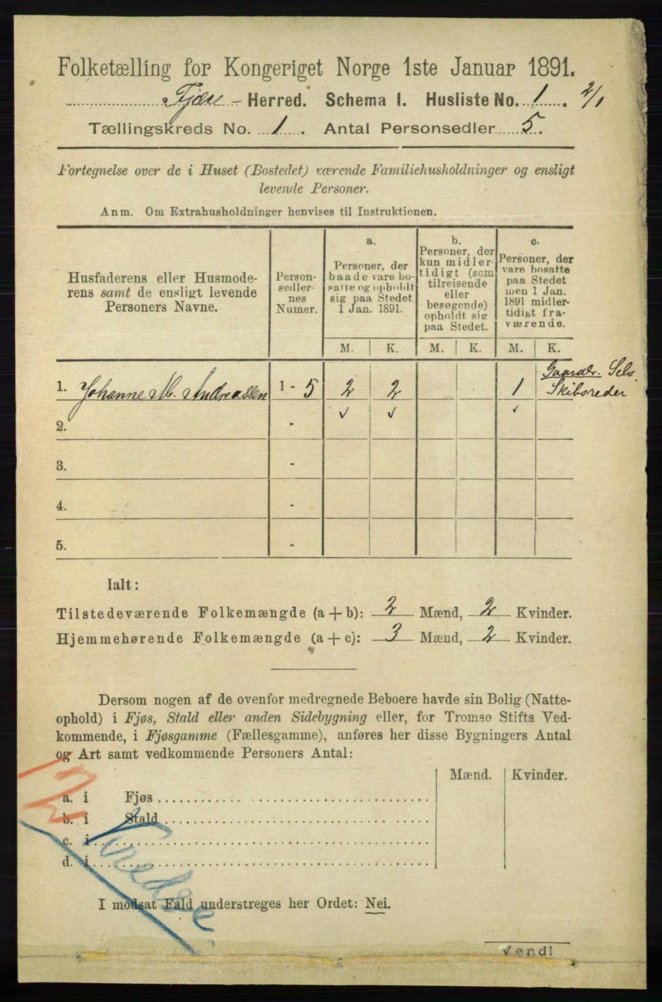 RA, 1891 census for 0923 Fjære, 1891, p. 32