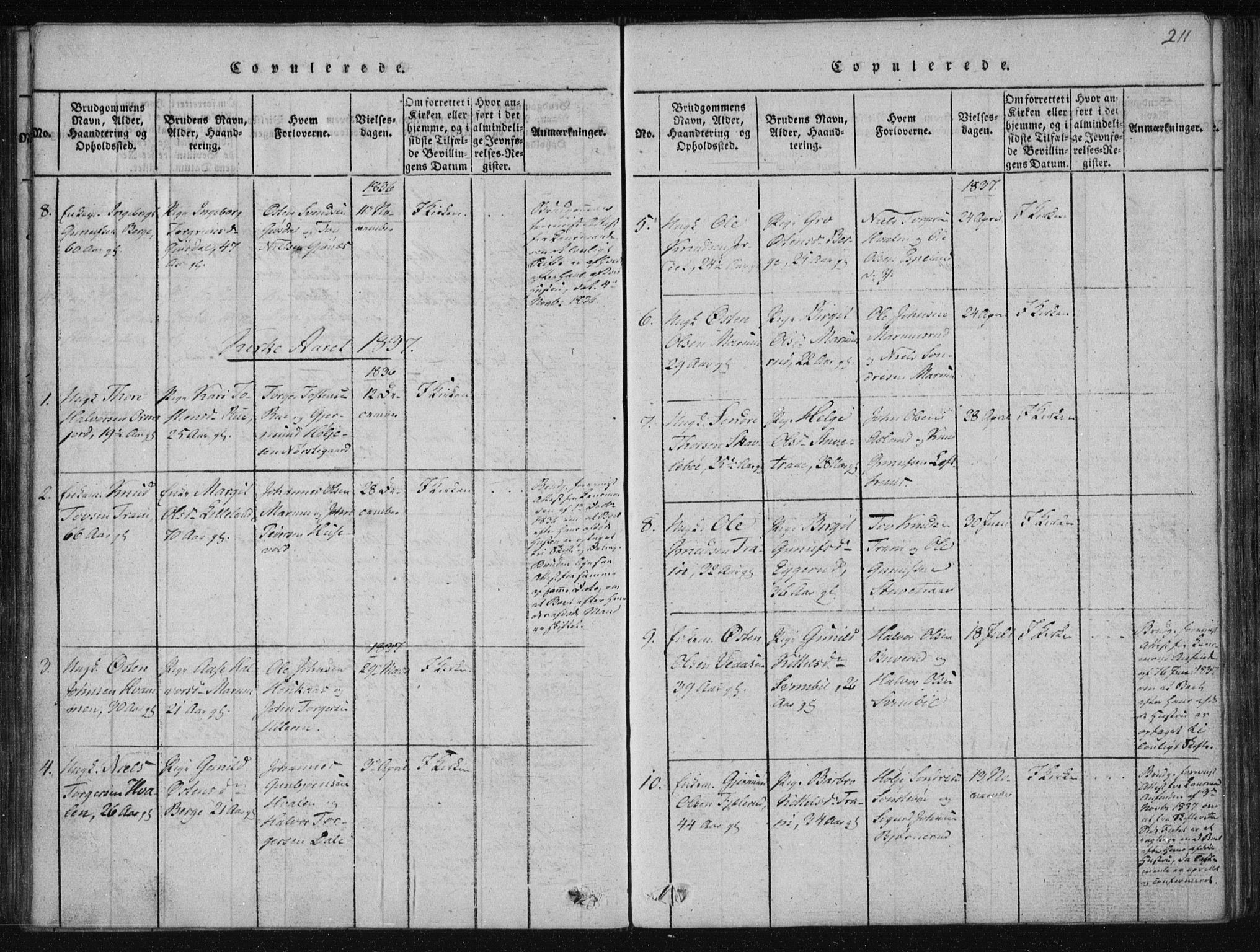 Tinn kirkebøker, AV/SAKO-A-308/F/Fa/L0004: Parish register (official) no. I 4, 1815-1843, p. 210b-211a