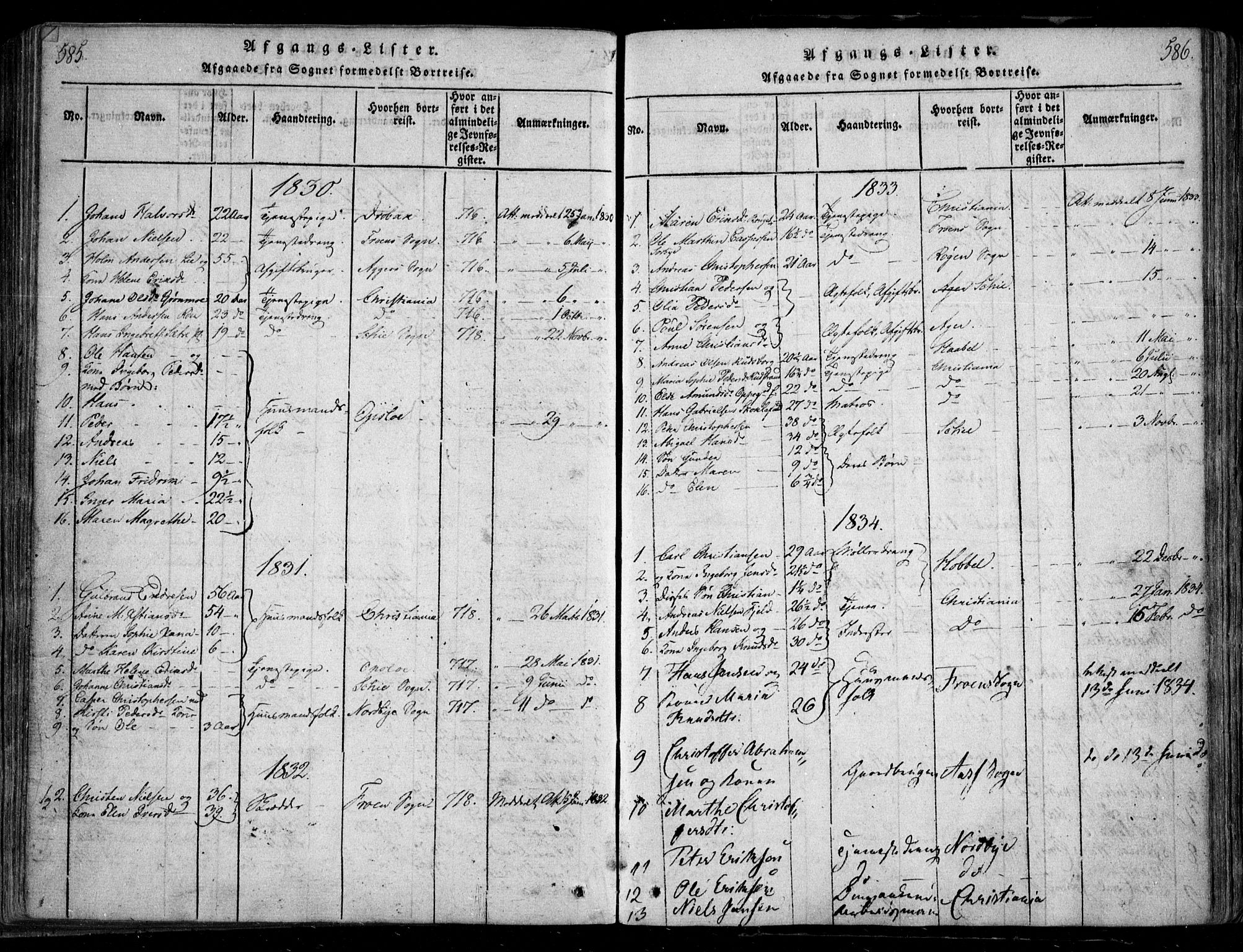 Nesodden prestekontor Kirkebøker, SAO/A-10013/F/Fa/L0006: Parish register (official) no. I 6, 1814-1847, p. 585-586