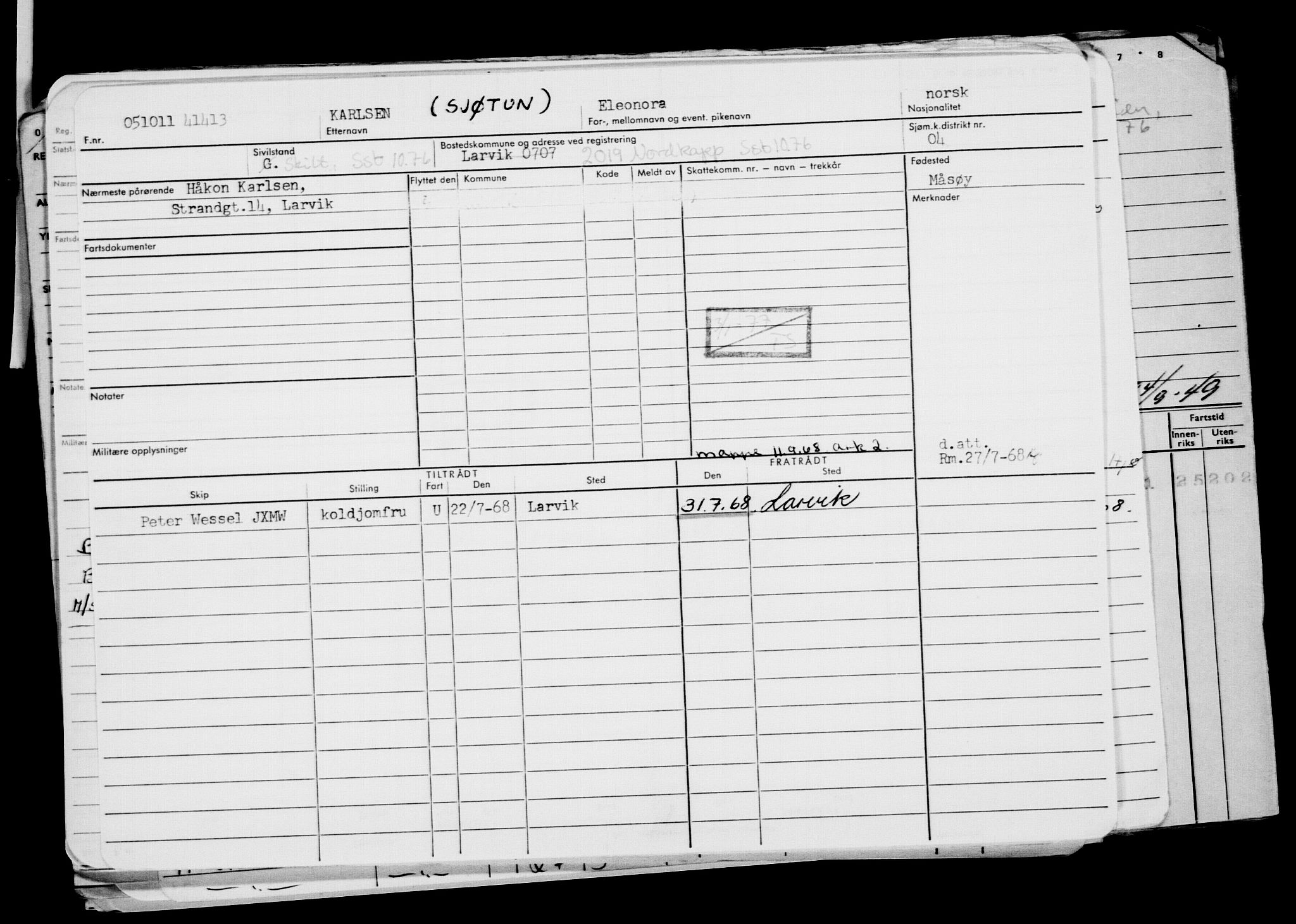 Direktoratet for sjømenn, AV/RA-S-3545/G/Gb/L0100: Hovedkort, 1911, p. 92