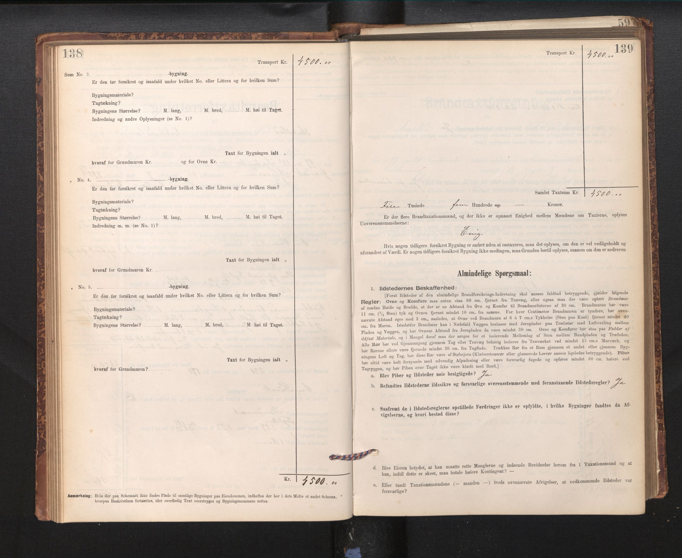 Lensmannen i Årstad, AV/SAB-A-36201/0012/L0011: Branntakstprotokoll,skjematakst, 1895-1901, p. 138-139