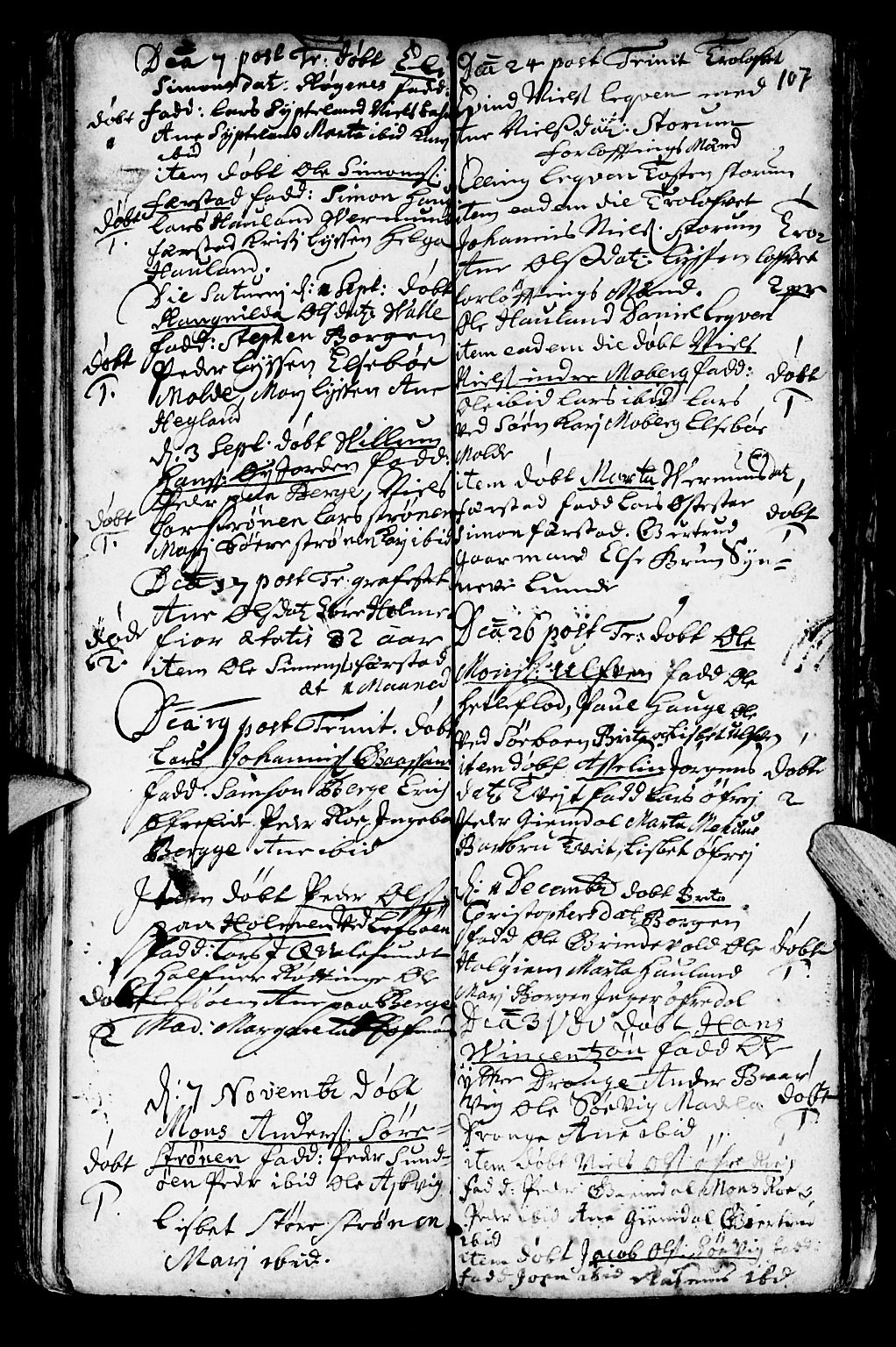 Os sokneprestembete, SAB/A-99929: Parish register (official) no. A 1, 1669-1722, p. 107