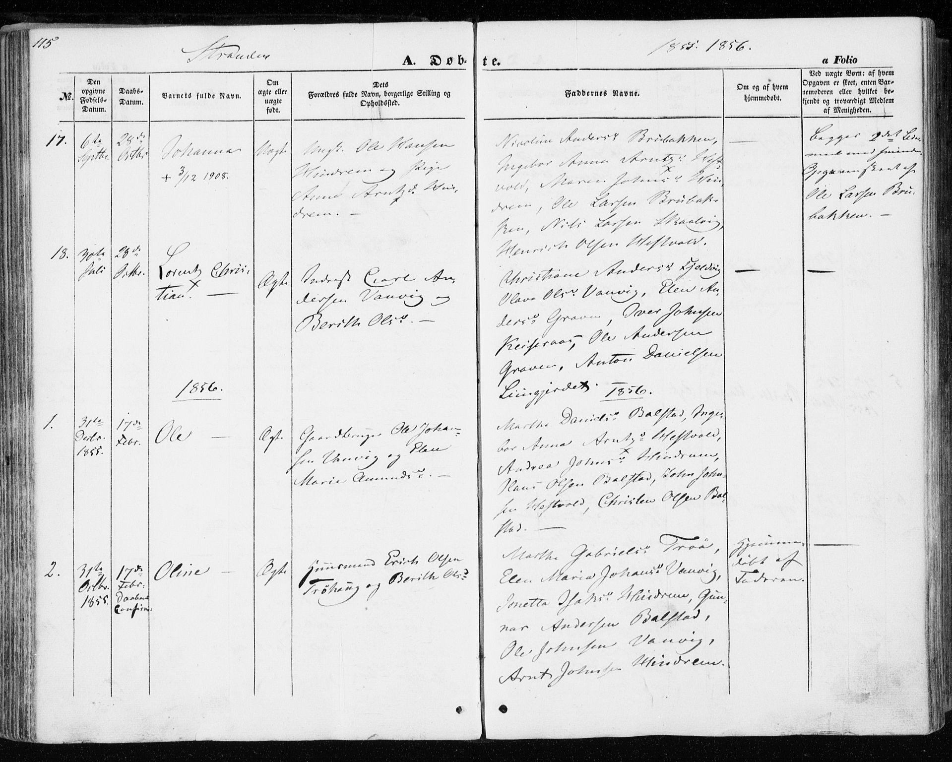 Ministerialprotokoller, klokkerbøker og fødselsregistre - Nord-Trøndelag, SAT/A-1458/701/L0008: Parish register (official) no. 701A08 /2, 1854-1863, p. 115