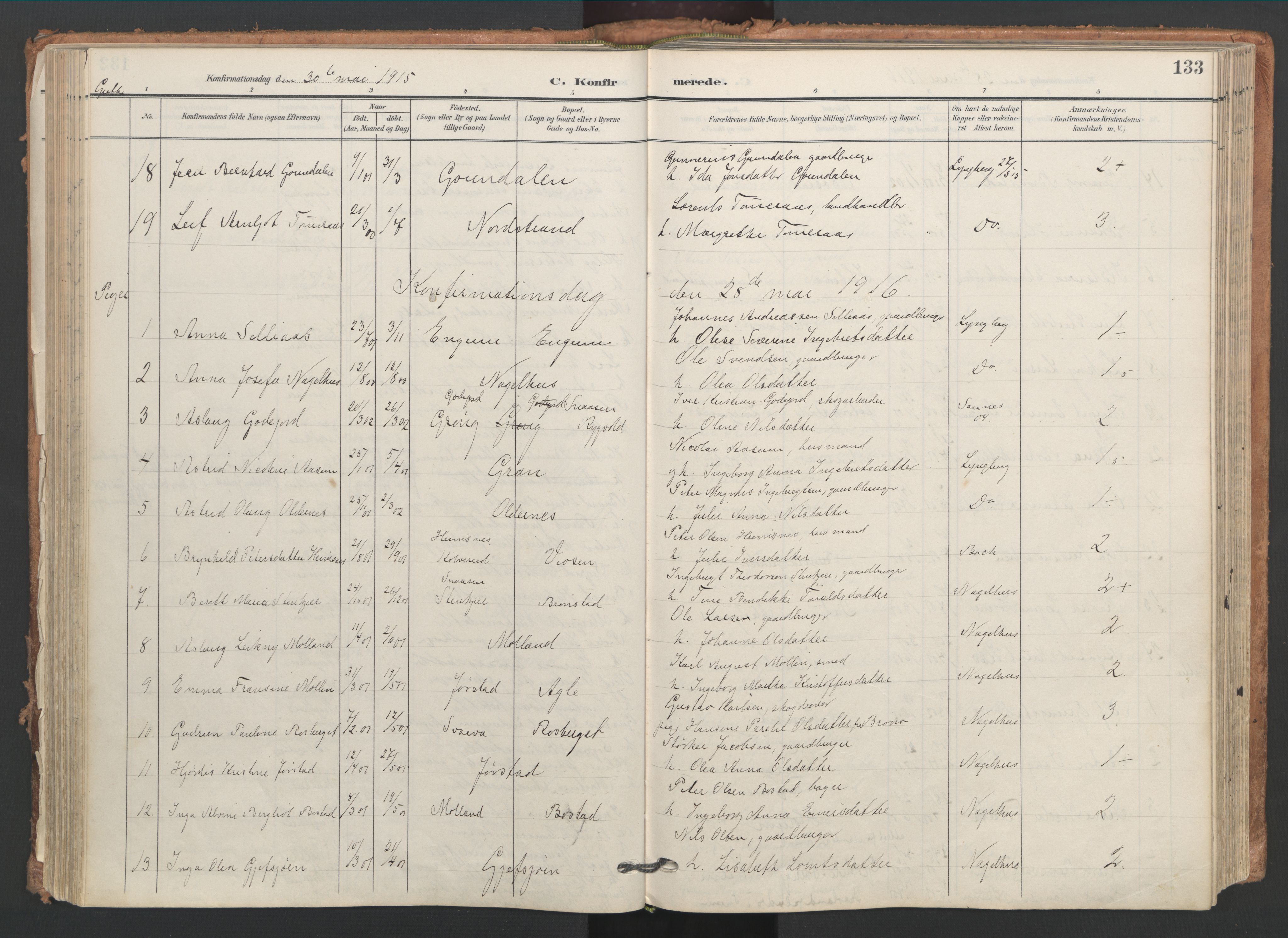 Ministerialprotokoller, klokkerbøker og fødselsregistre - Nord-Trøndelag, SAT/A-1458/749/L0477: Parish register (official) no. 749A11, 1902-1927, p. 133