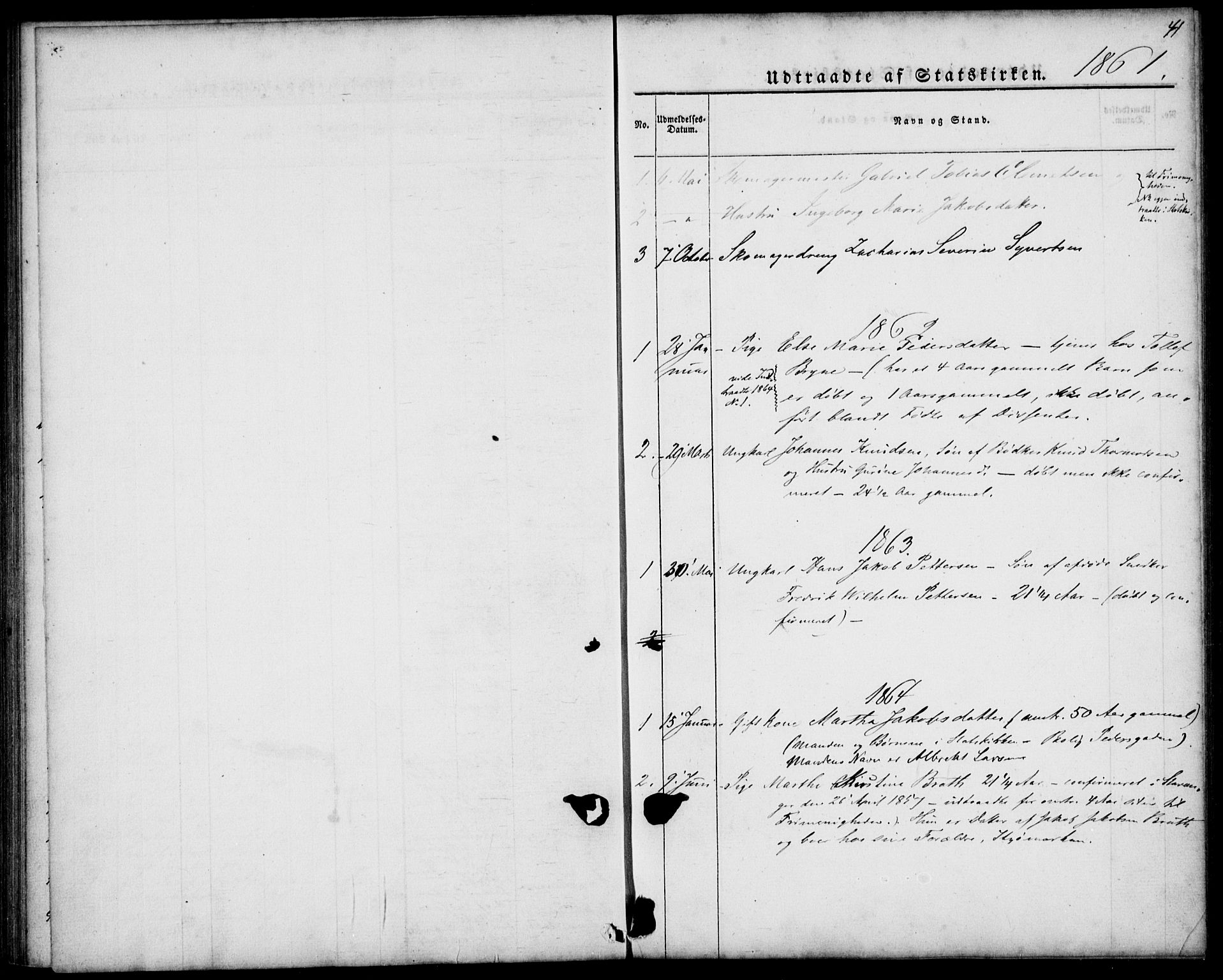 St. Petri sokneprestkontor, SAST/A-101813/001/30/30BA/L0005: Parish register (official) no. A 5, 1861-1865, p. 41