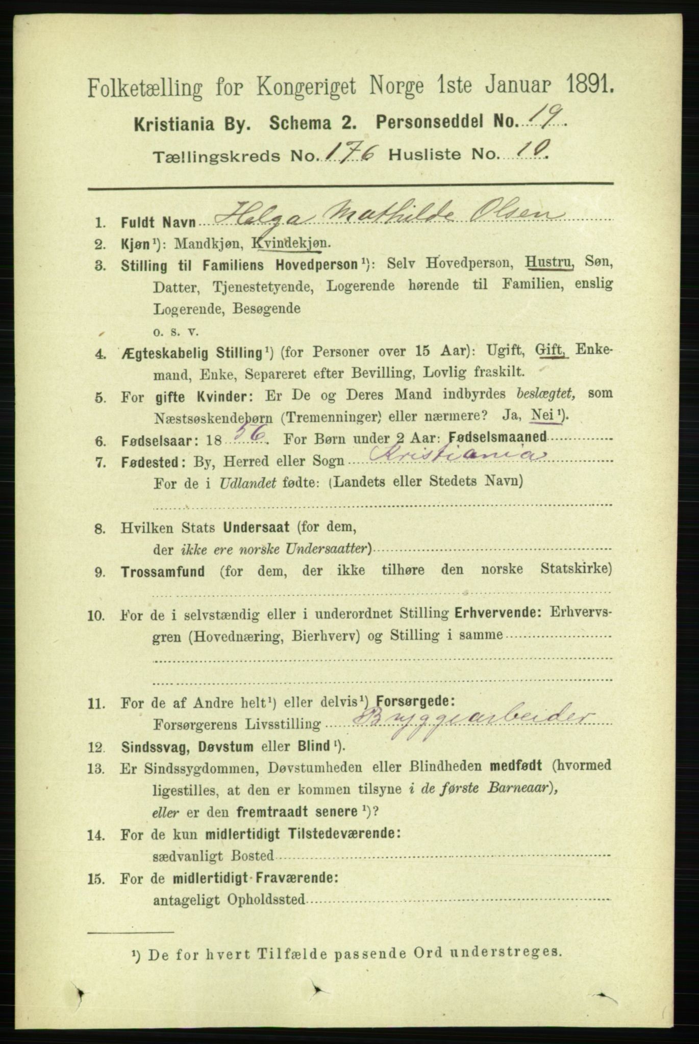 RA, 1891 census for 0301 Kristiania, 1891, p. 105925