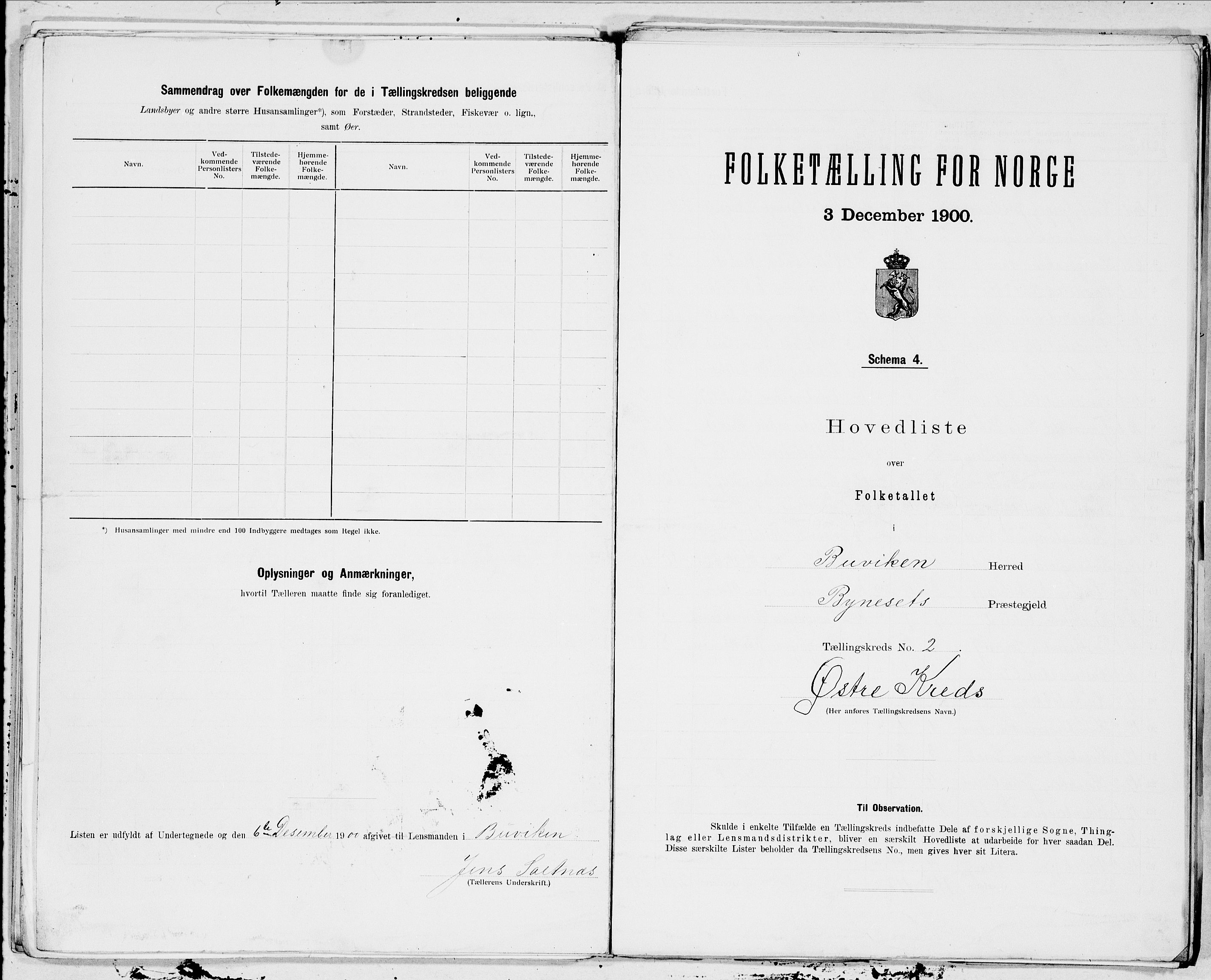 SAT, 1900 census for Buvik, 1900, p. 4