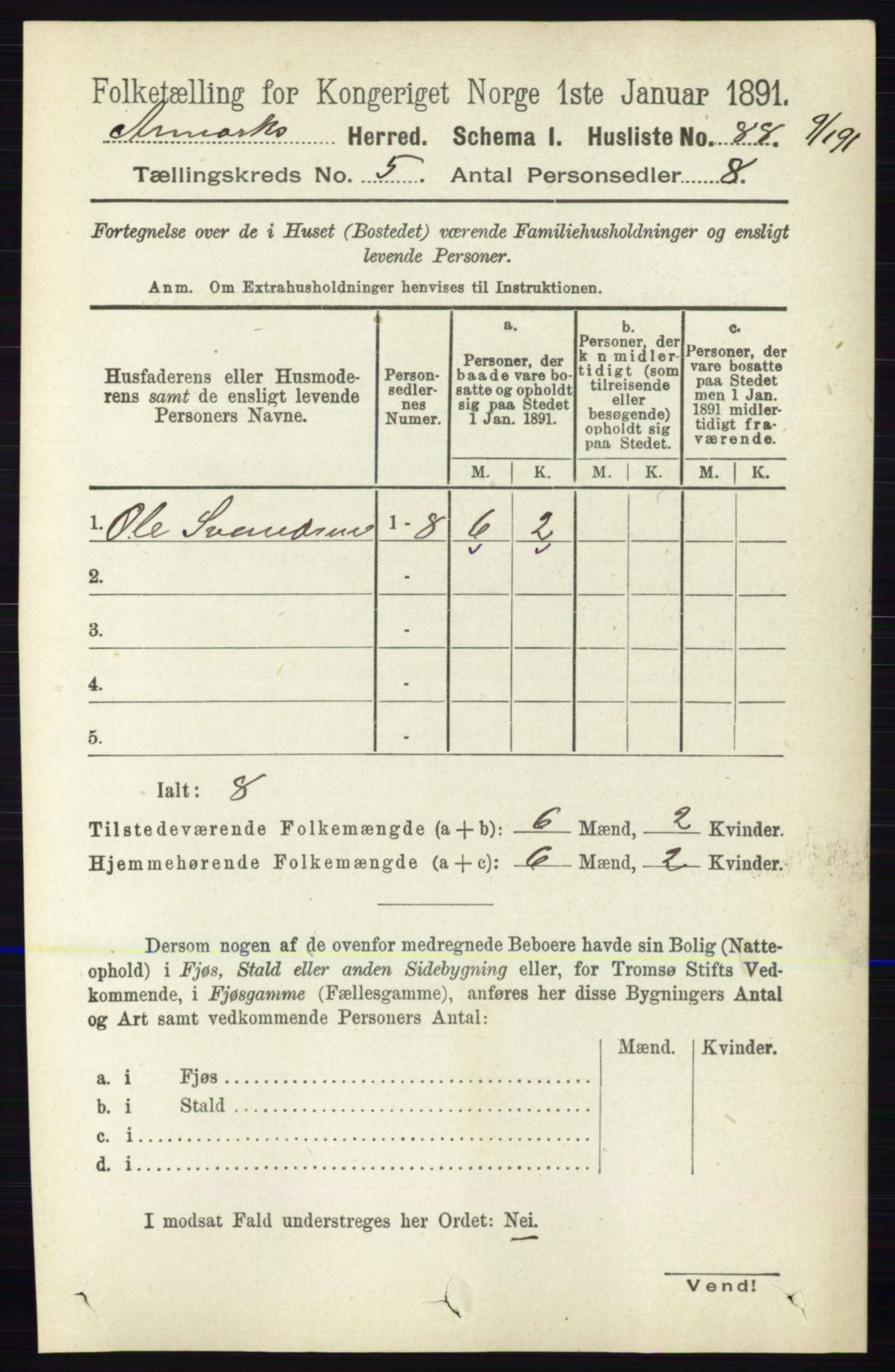 RA, 1891 census for 0118 Aremark, 1891, p. 2471