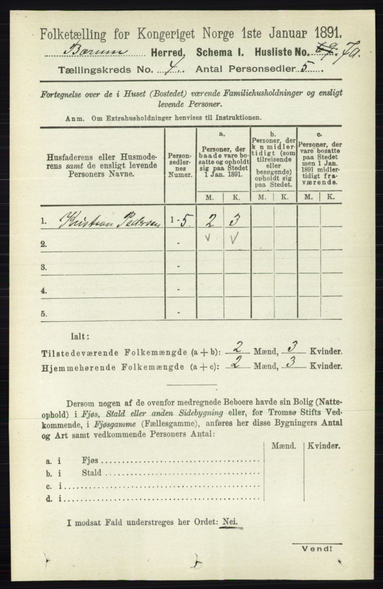 RA, 1891 census for 0219 Bærum, 1891, p. 2475