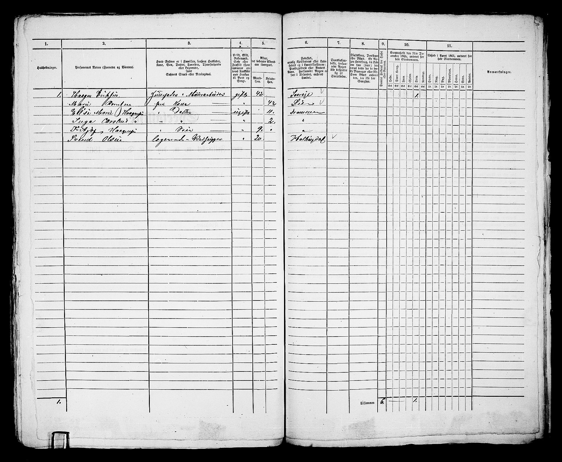 RA, 1865 census for Bragernes in Drammen, 1865, p. 597