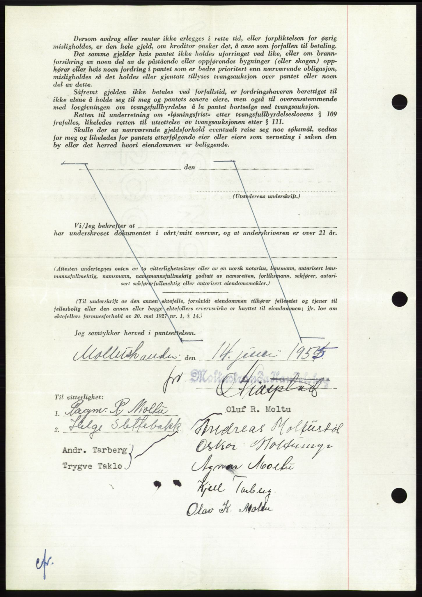 Søre Sunnmøre sorenskriveri, AV/SAT-A-4122/1/2/2C/L0126: Mortgage book no. 14B, 1954-1955, Diary no: : 754/1955