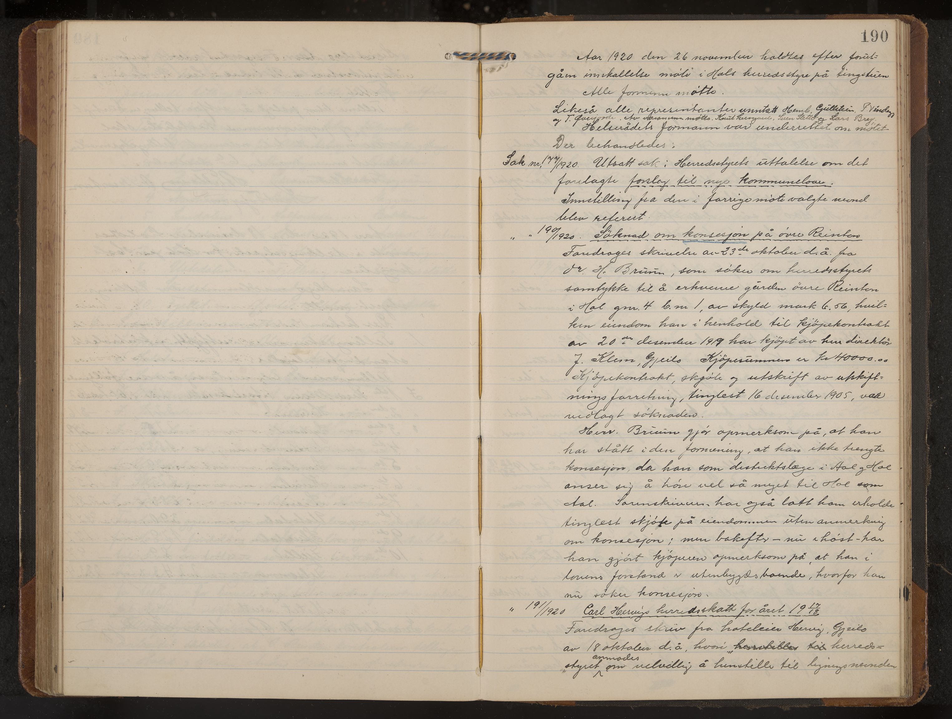 Hol formannskap og sentraladministrasjon, IKAK/0620021-1/A/L0006: Møtebok, 1916-1922, p. 190