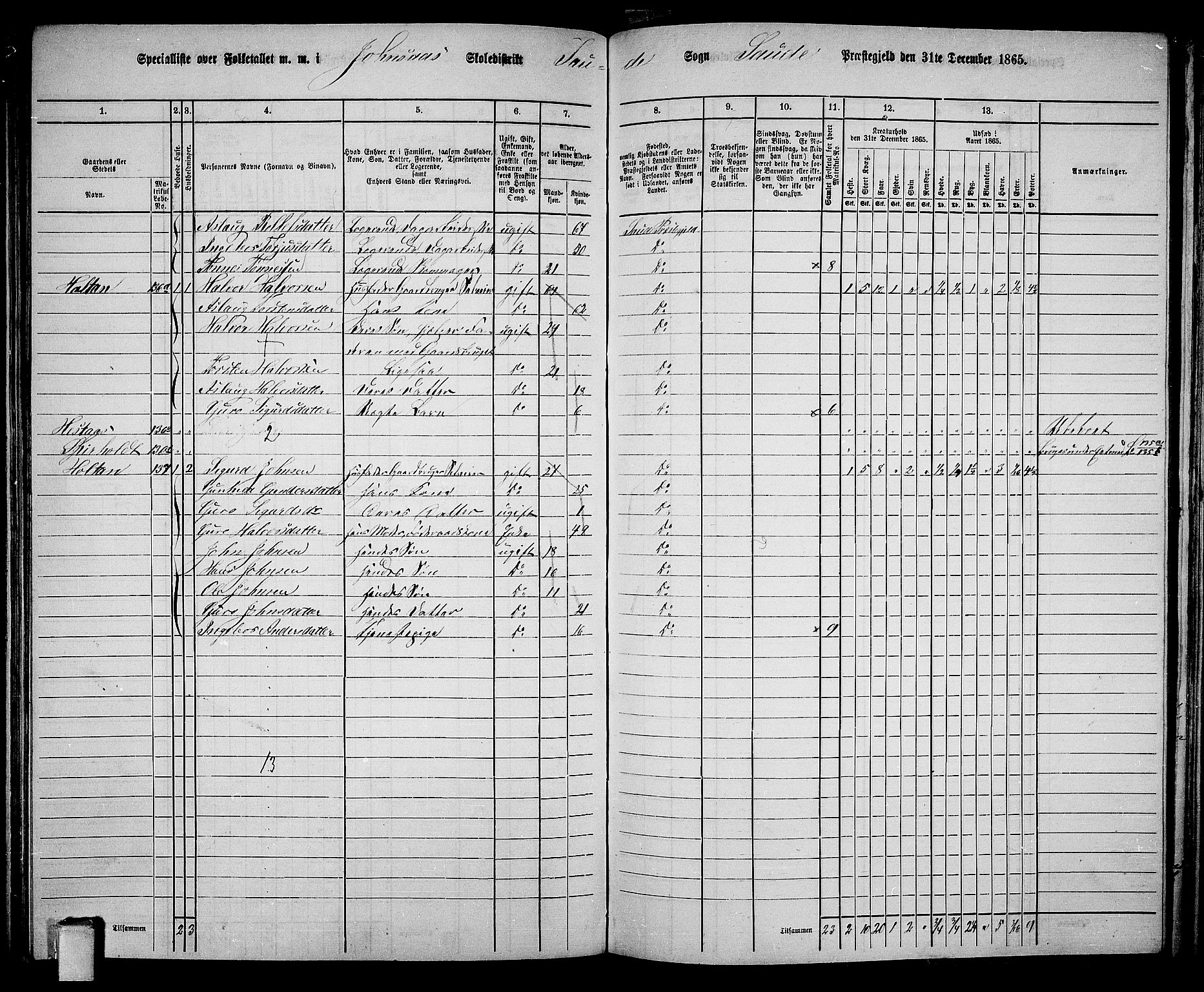 RA, 1865 census for Sauherad, 1865, p. 108