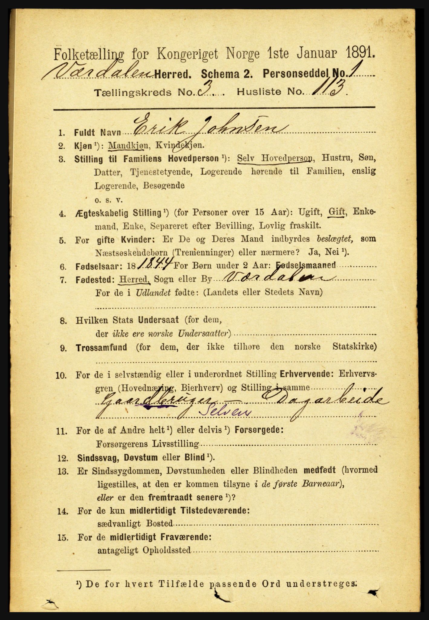 RA, 1891 census for 1721 Verdal, 1891, p. 2399