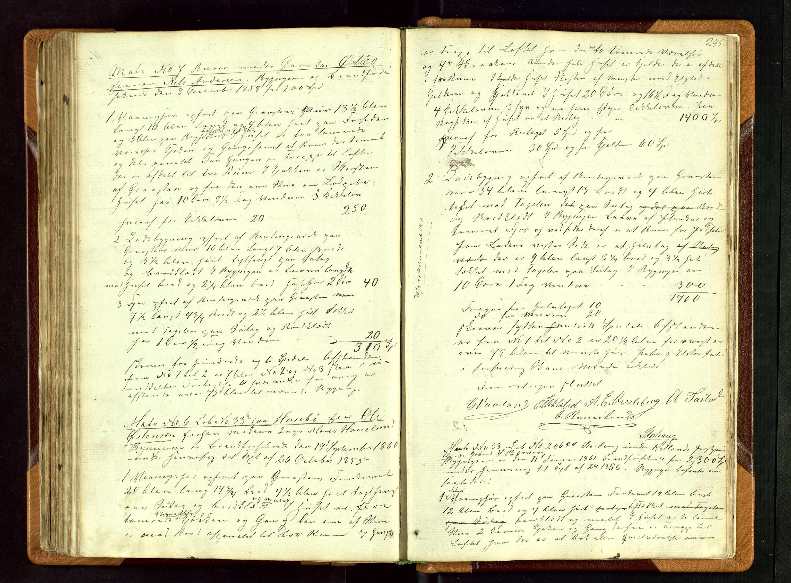 Hetland lensmannskontor, AV/SAST-A-100101/Goa/L0001: "Brandtaxations-Protocol for Goe Thinglaug", 1846-1874, p. 244b-245a