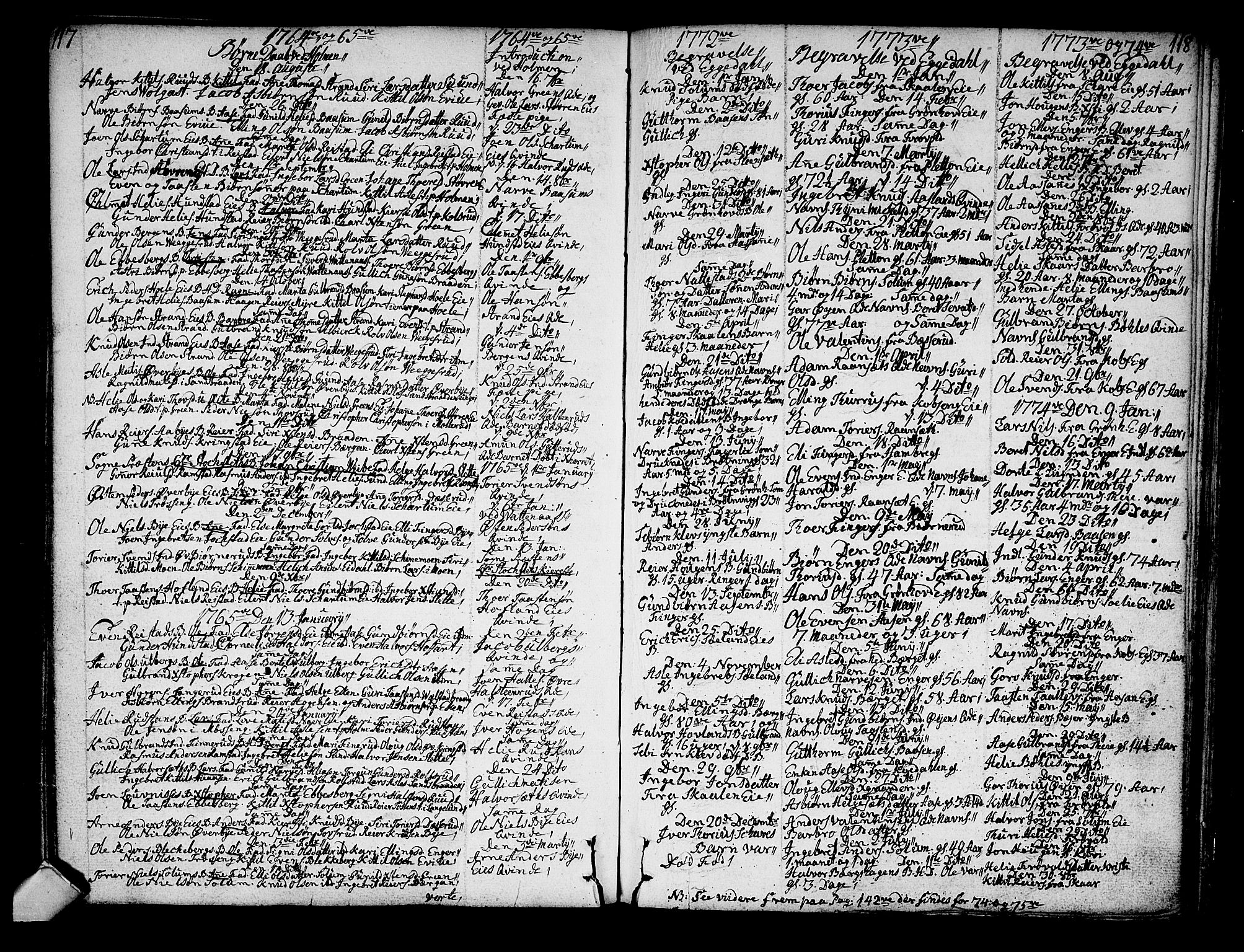 Sigdal kirkebøker, SAKO/A-245/F/Fa/L0001: Parish register (official) no. I 1, 1722-1777, p. 117-118