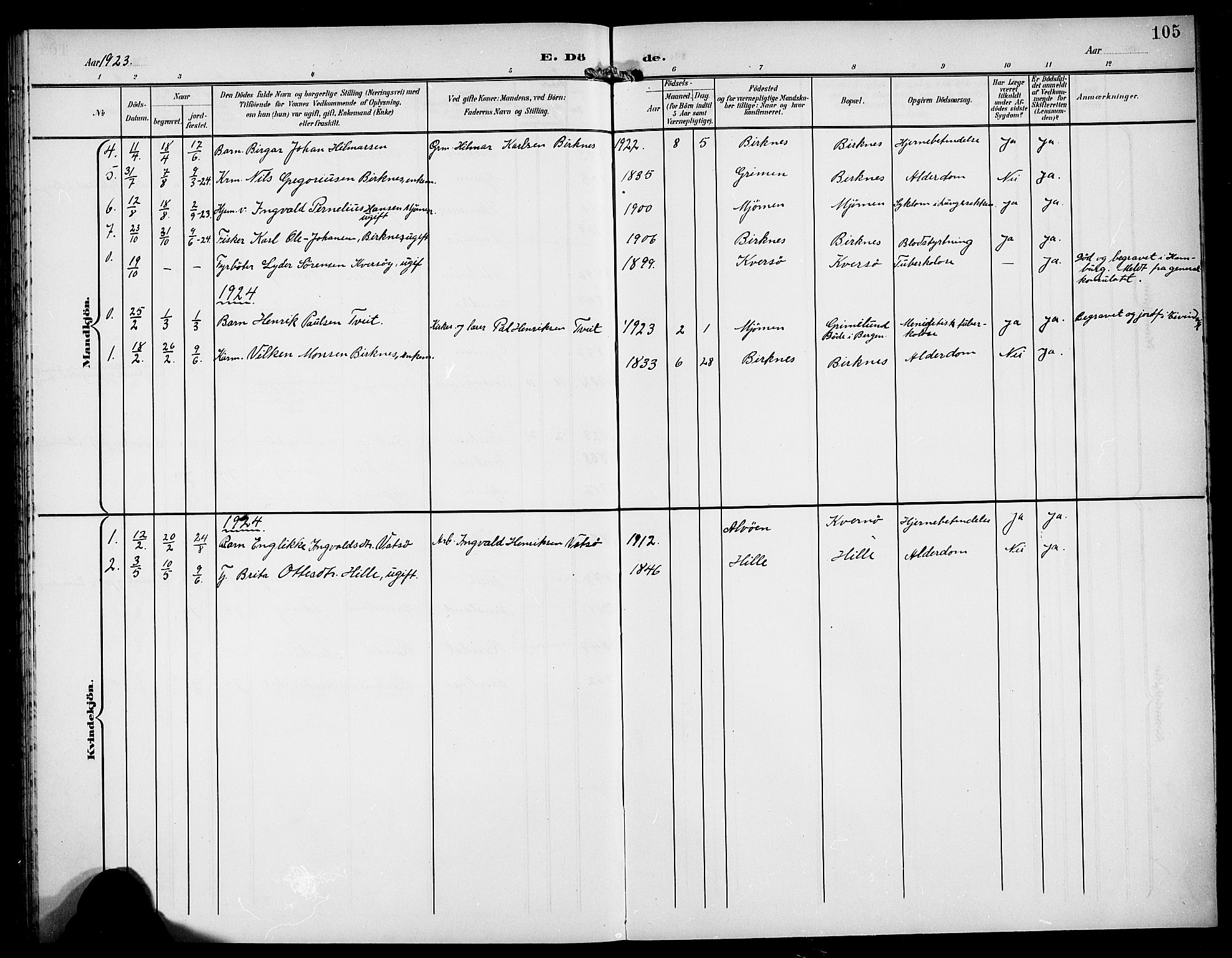 Gulen sokneprestembete, AV/SAB-A-80201/H/Hab/Habd/L0001: Parish register (copy) no. D 1, 1901-1924, p. 105