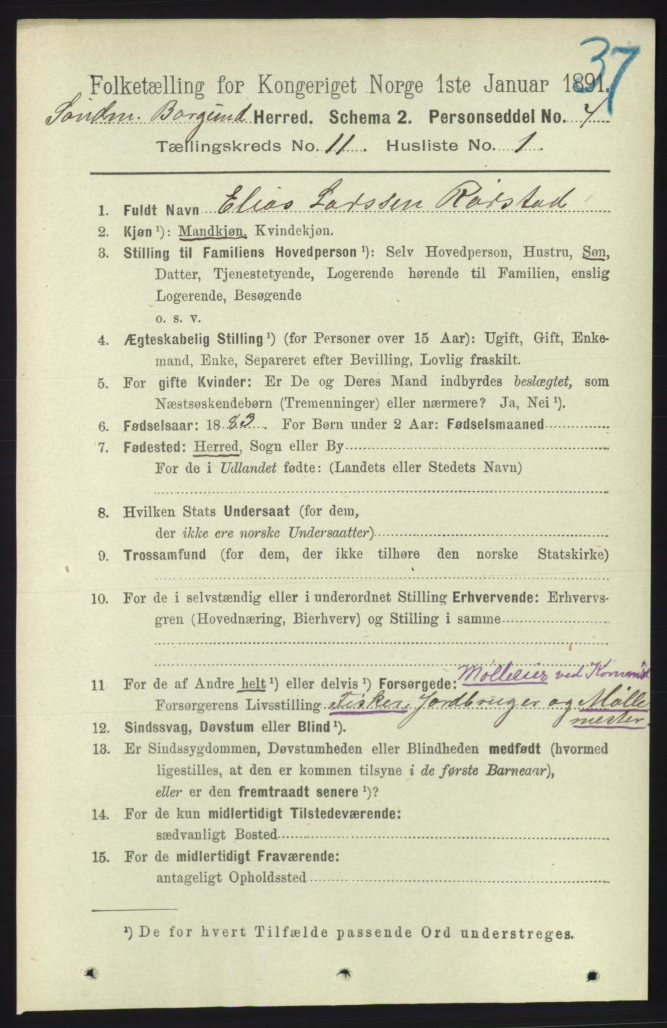 RA, 1891 census for 1531 Borgund, 1891, p. 2757