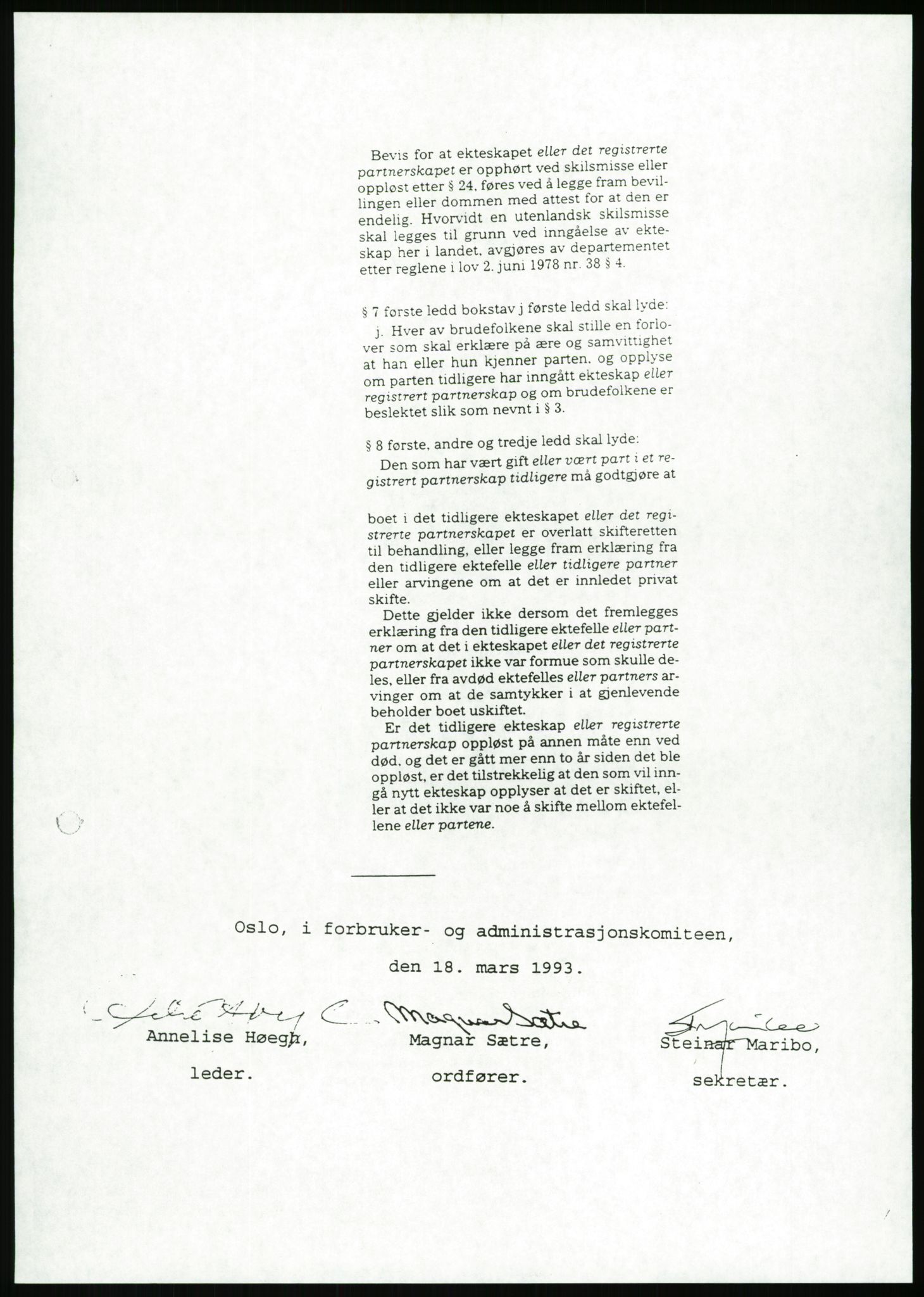 Det Norske Forbundet av 1948/Landsforeningen for Lesbisk og Homofil Frigjøring, RA/PA-1216/D/Da/L0002: Partnerskapsloven, 1984-1993, p. 1058