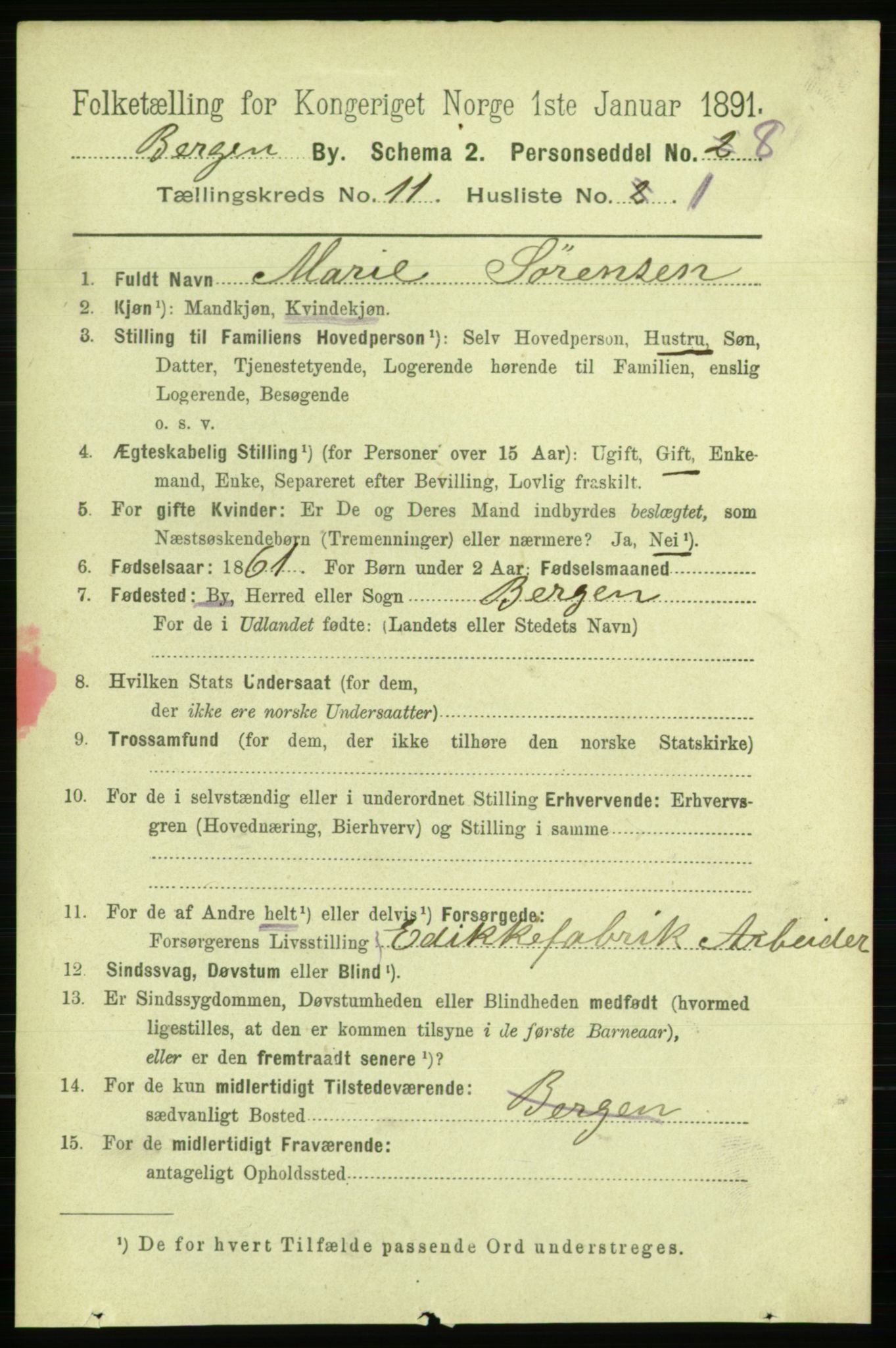 RA, 1891 Census for 1301 Bergen, 1891, p. 19823