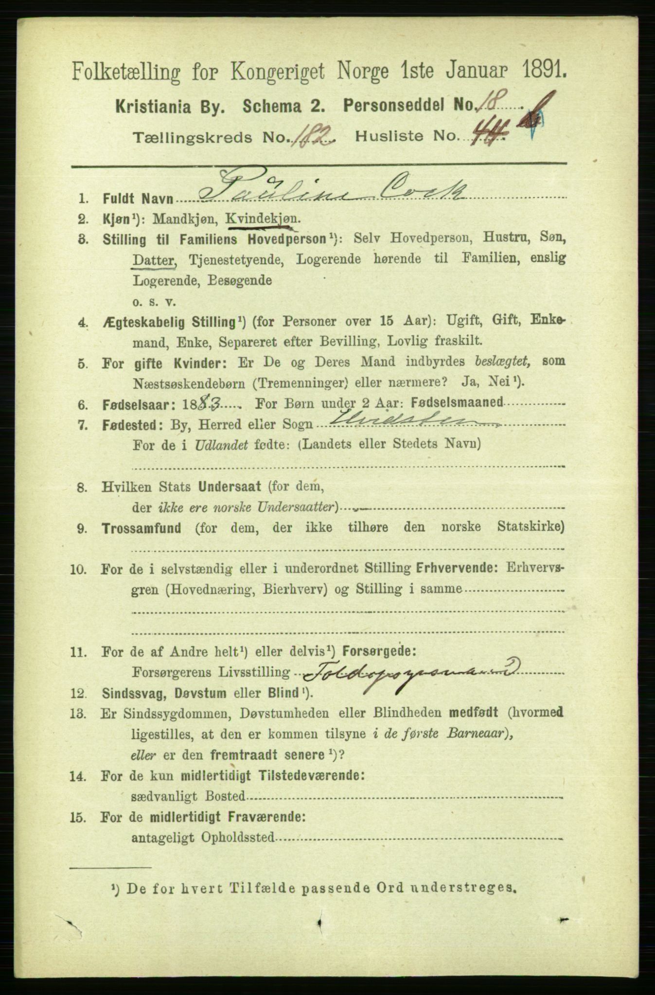 RA, 1891 census for 0301 Kristiania, 1891, p. 109191