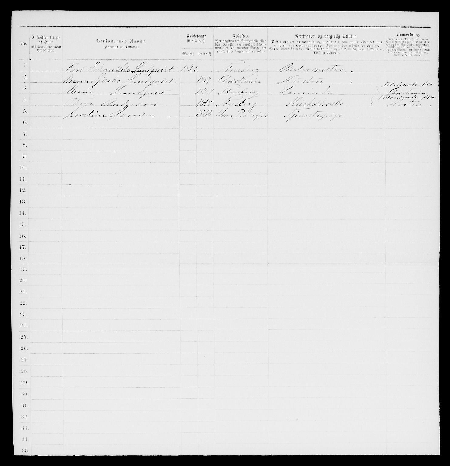 SAKO, 1885 census for 0705 Tønsberg, 1885, p. 250