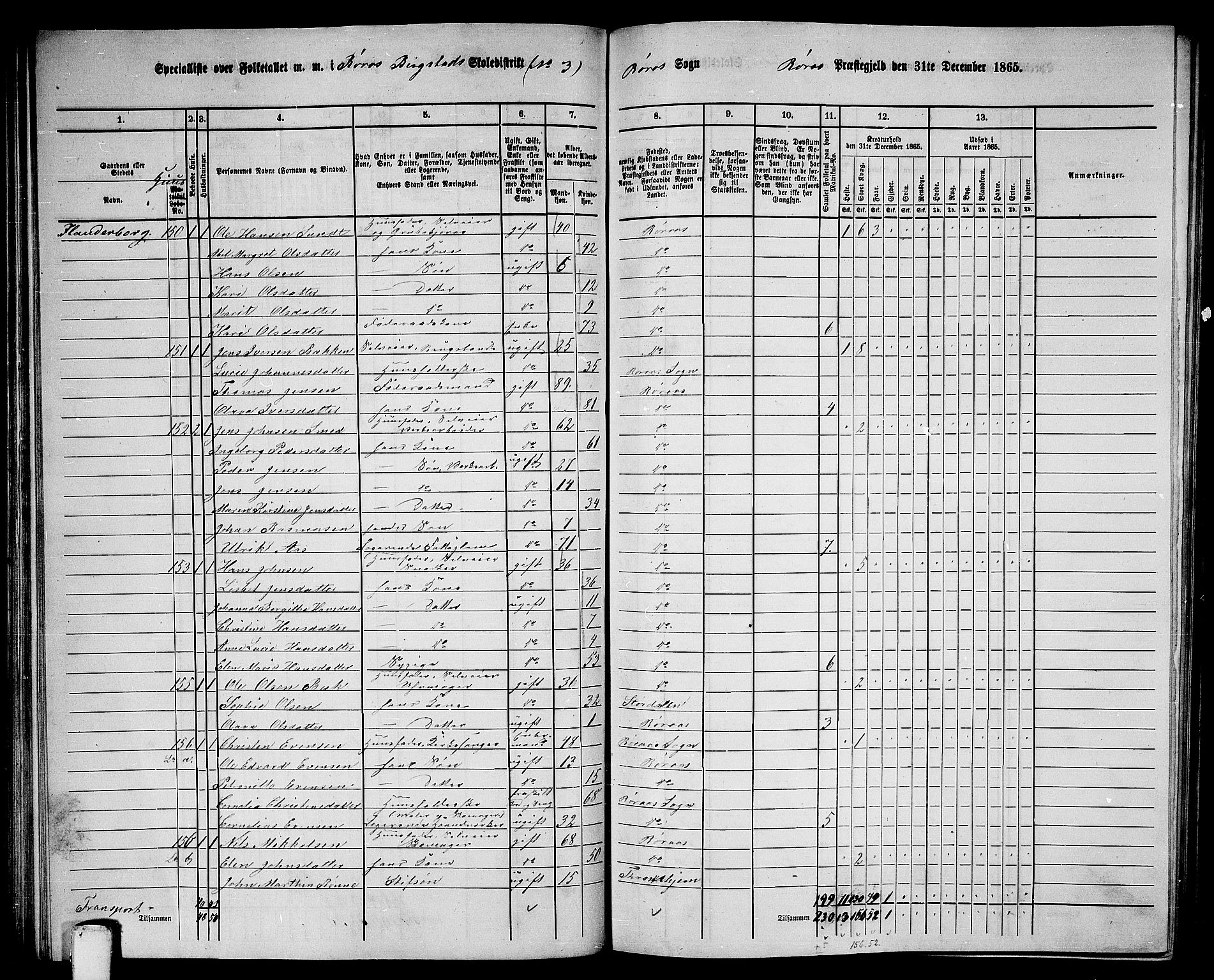 RA, 1865 census for Røros, 1865, p. 60