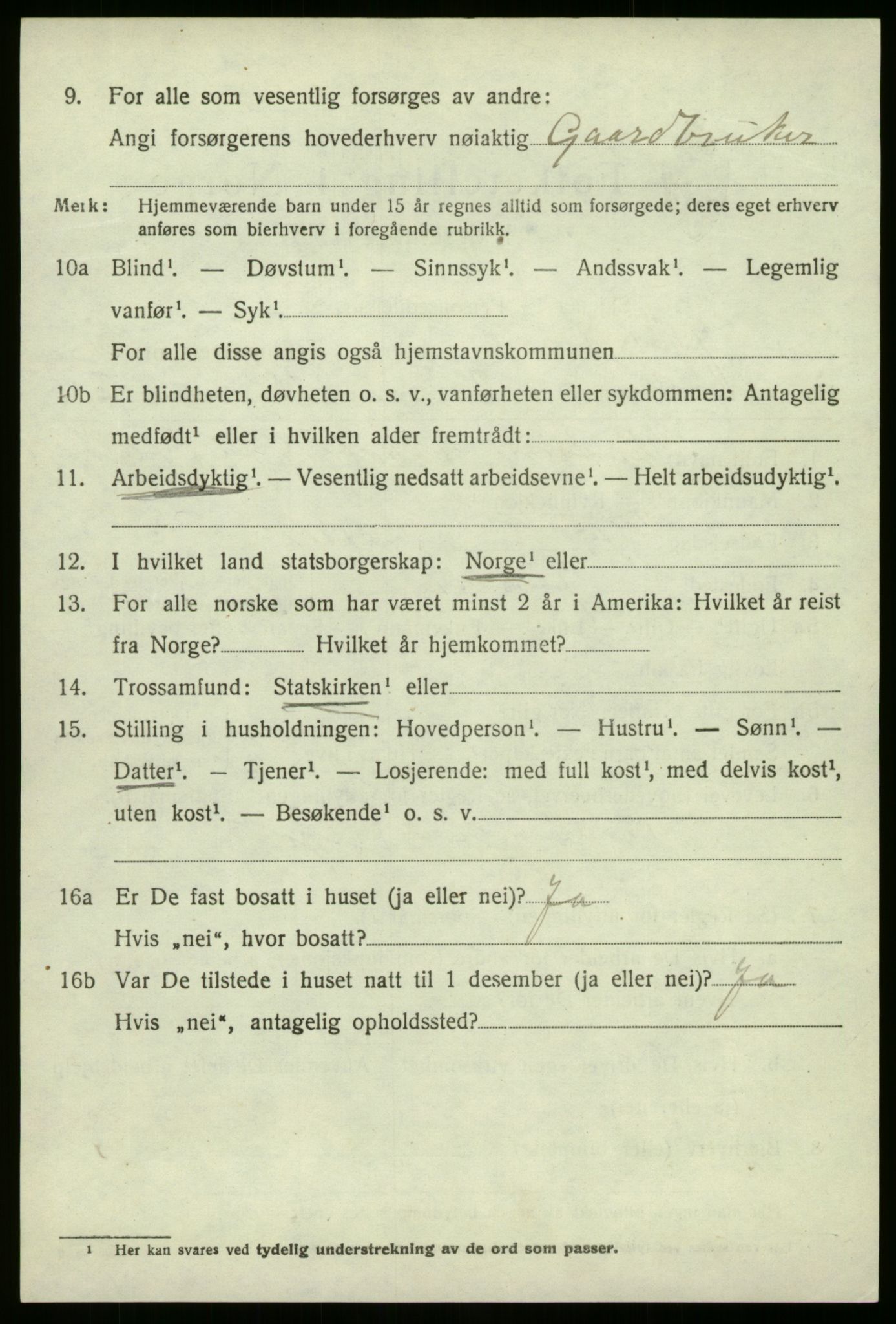 SAB, 1920 census for Jølster, 1920, p. 2949