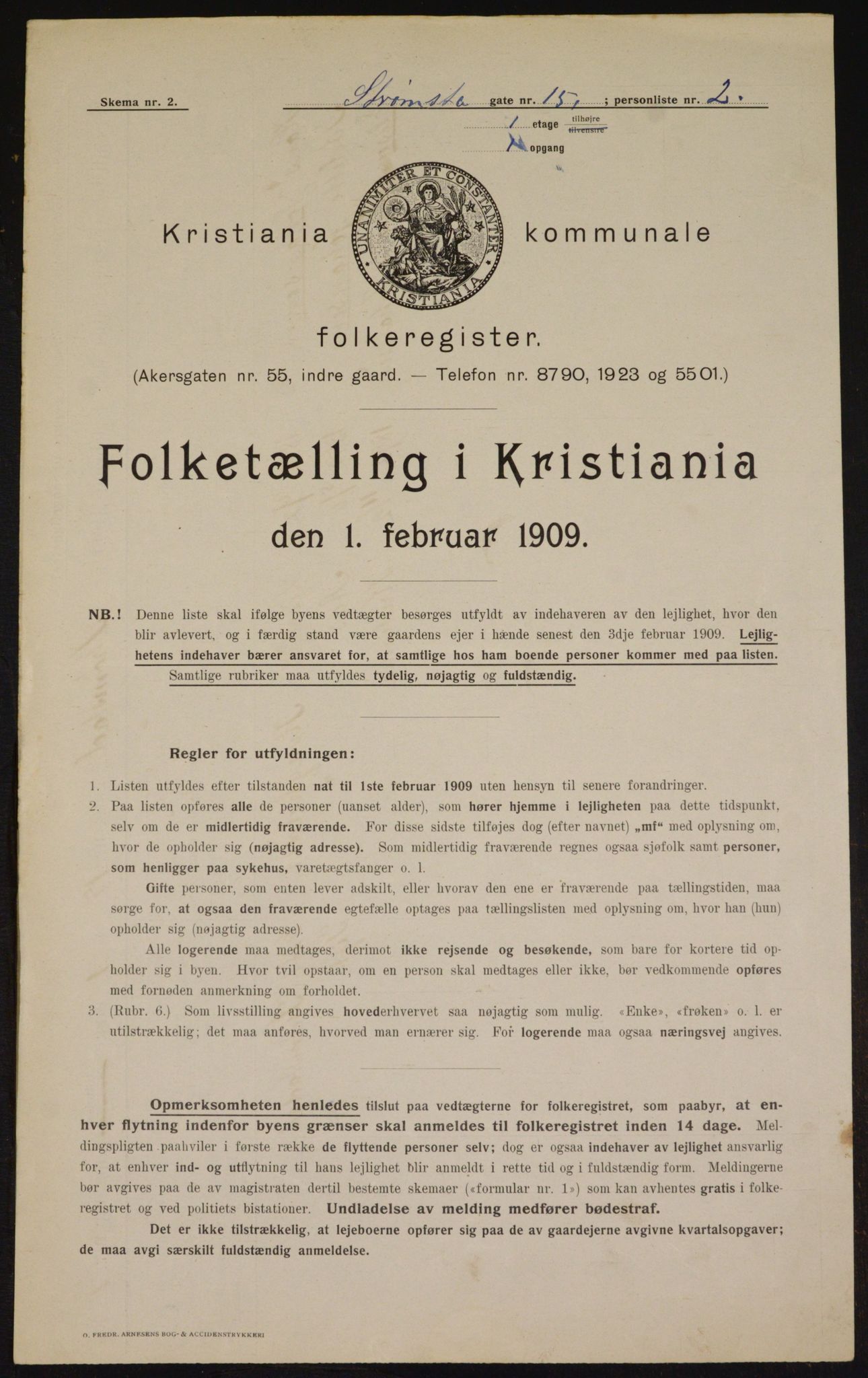 OBA, Municipal Census 1909 for Kristiania, 1909, p. 94047