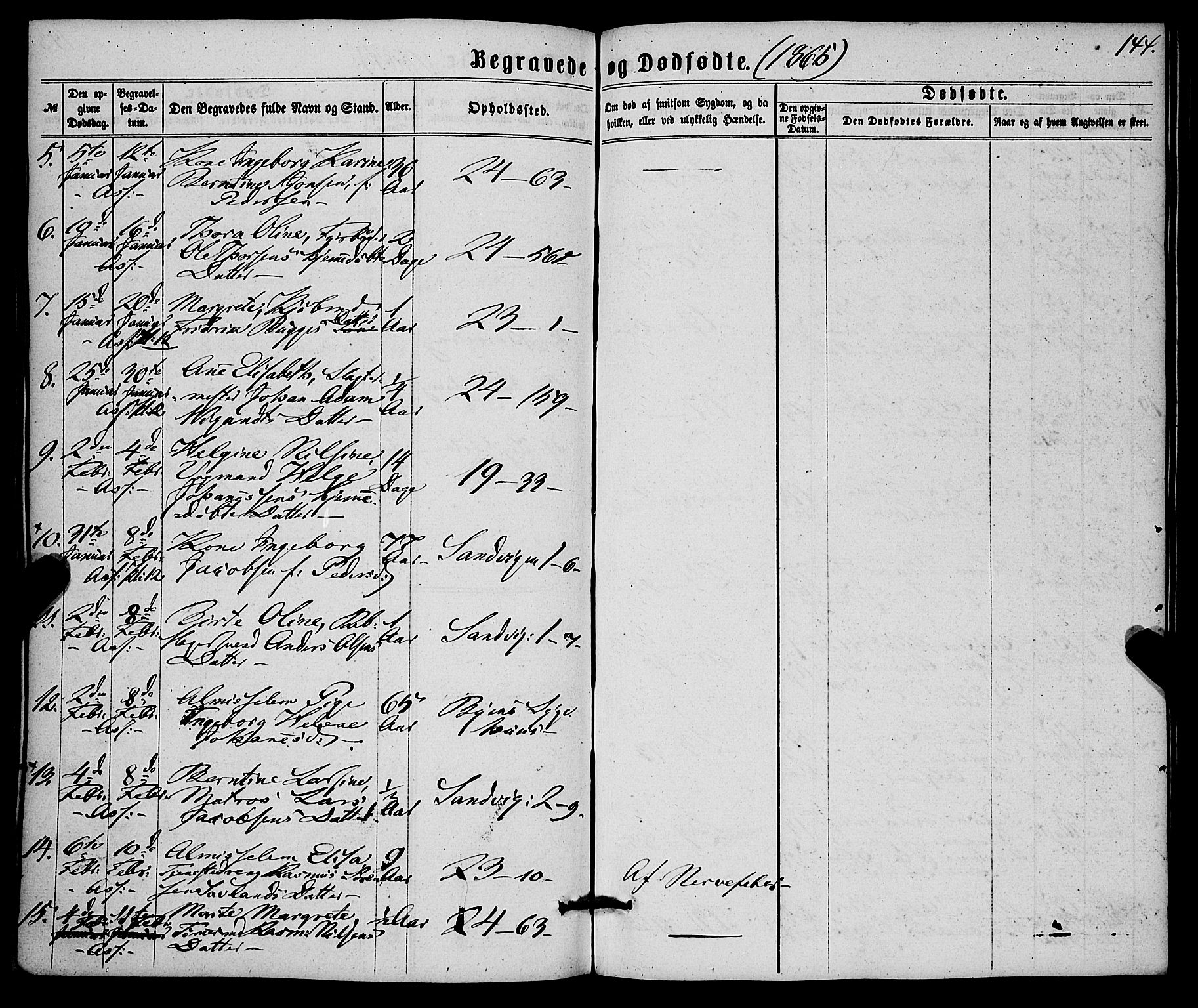 Korskirken sokneprestembete, SAB/A-76101/H/Haa/L0045: Parish register (official) no. E 3, 1863-1875, p. 144