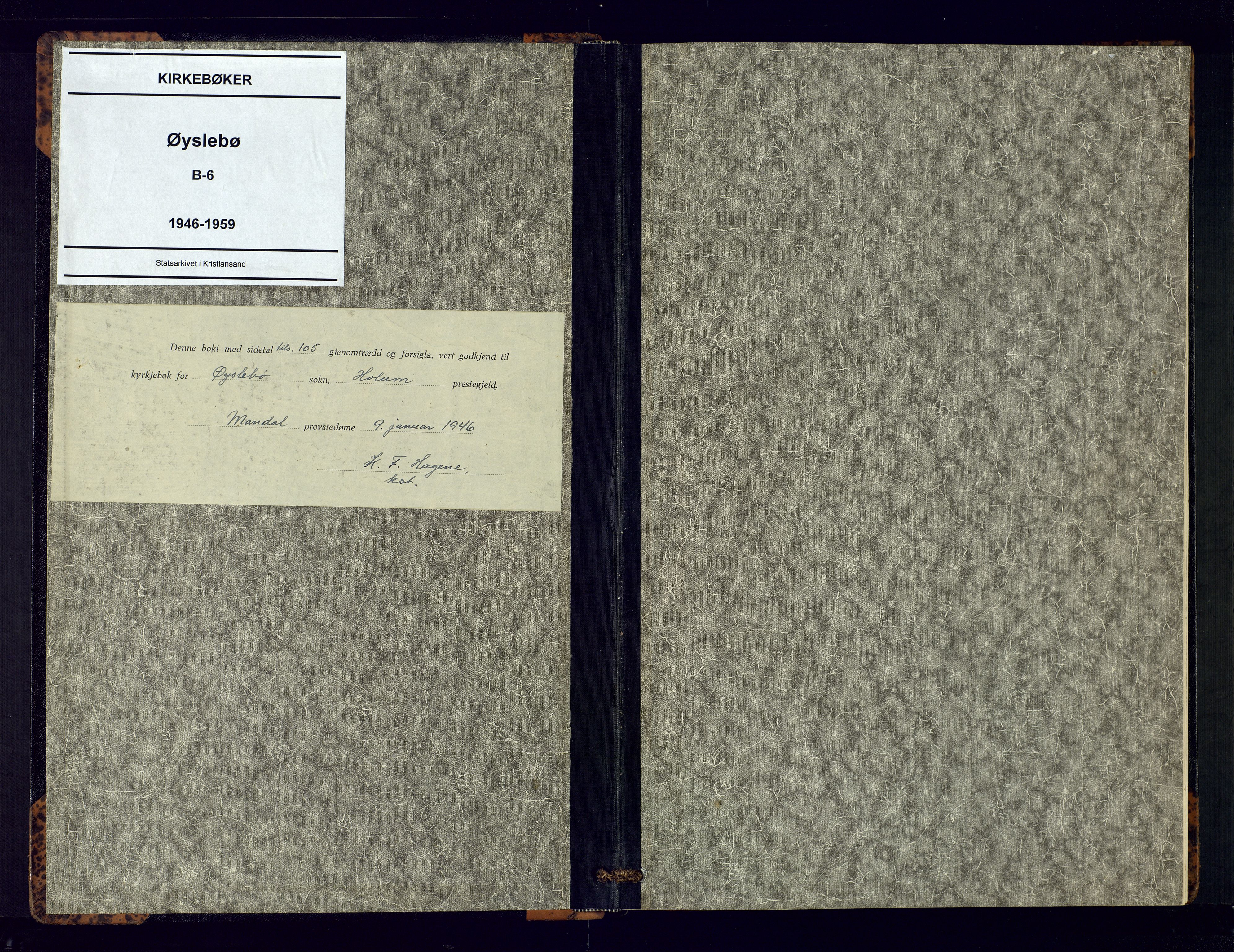 Holum sokneprestkontor, AV/SAK-1111-0022/F/Fb/Fbc/L0006: Parish register (copy) no. B-6, 1946-1959