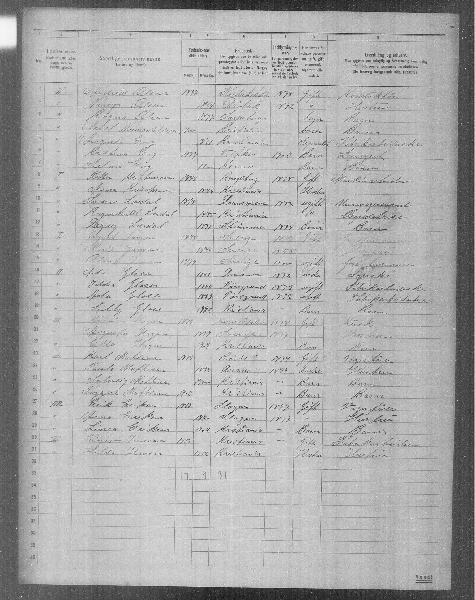 OBA, Municipal Census 1904 for Kristiania, 1904, p. 9534