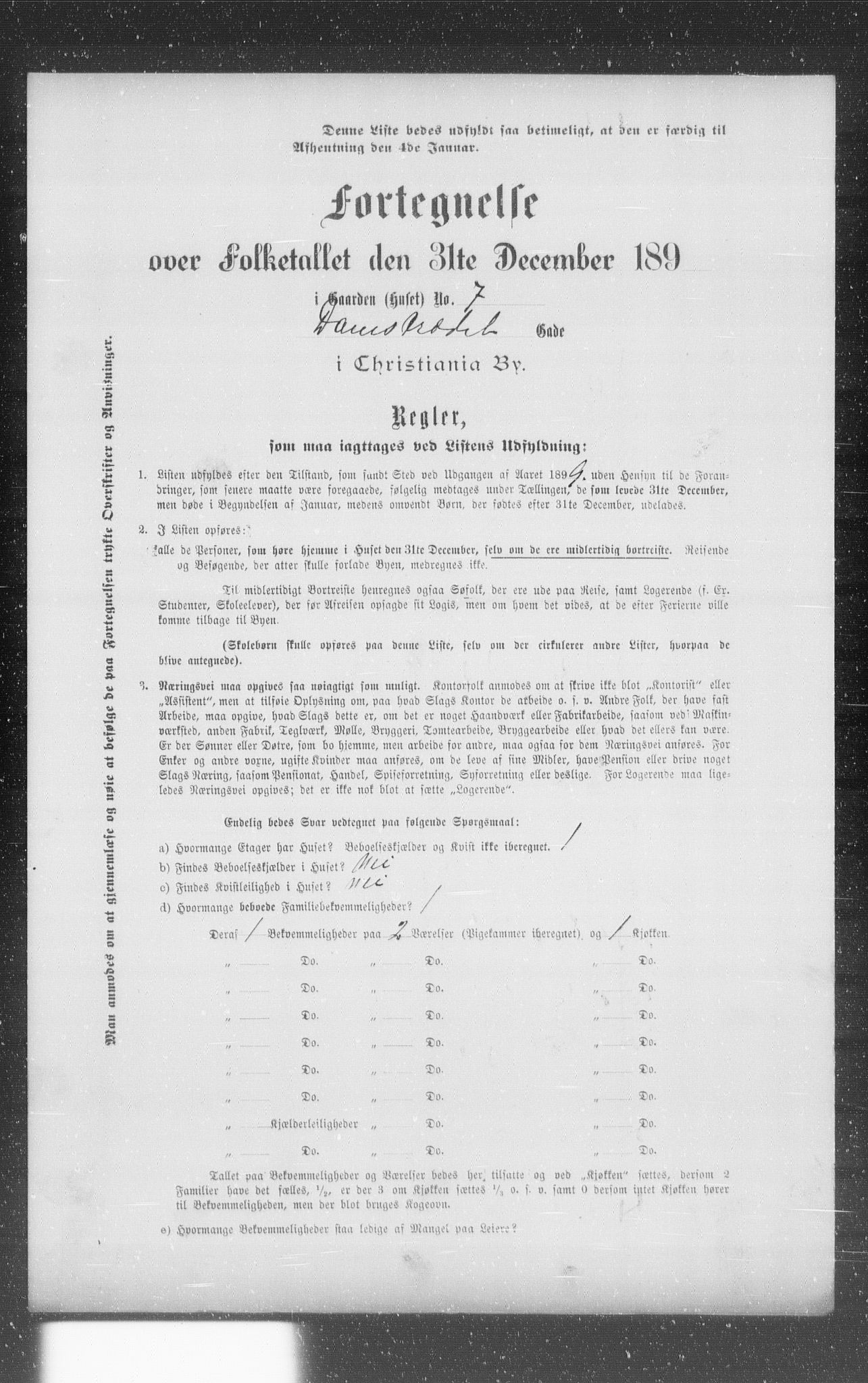 OBA, Municipal Census 1899 for Kristiania, 1899, p. 1878